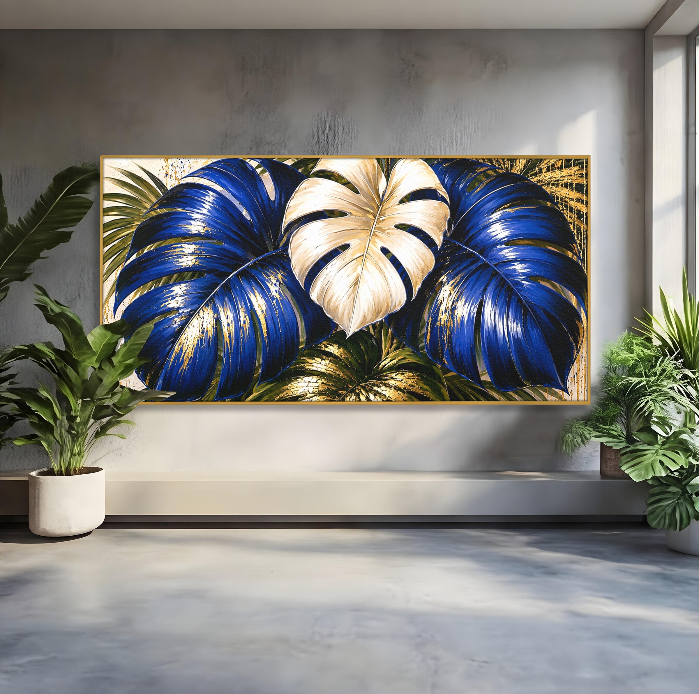 Tablou Canvas Premium LuxCanva® A1890, Frunze Tropicale Luxuriante, Frunze, Tropical, Natura, Exotic, Living, Culori Vibrante