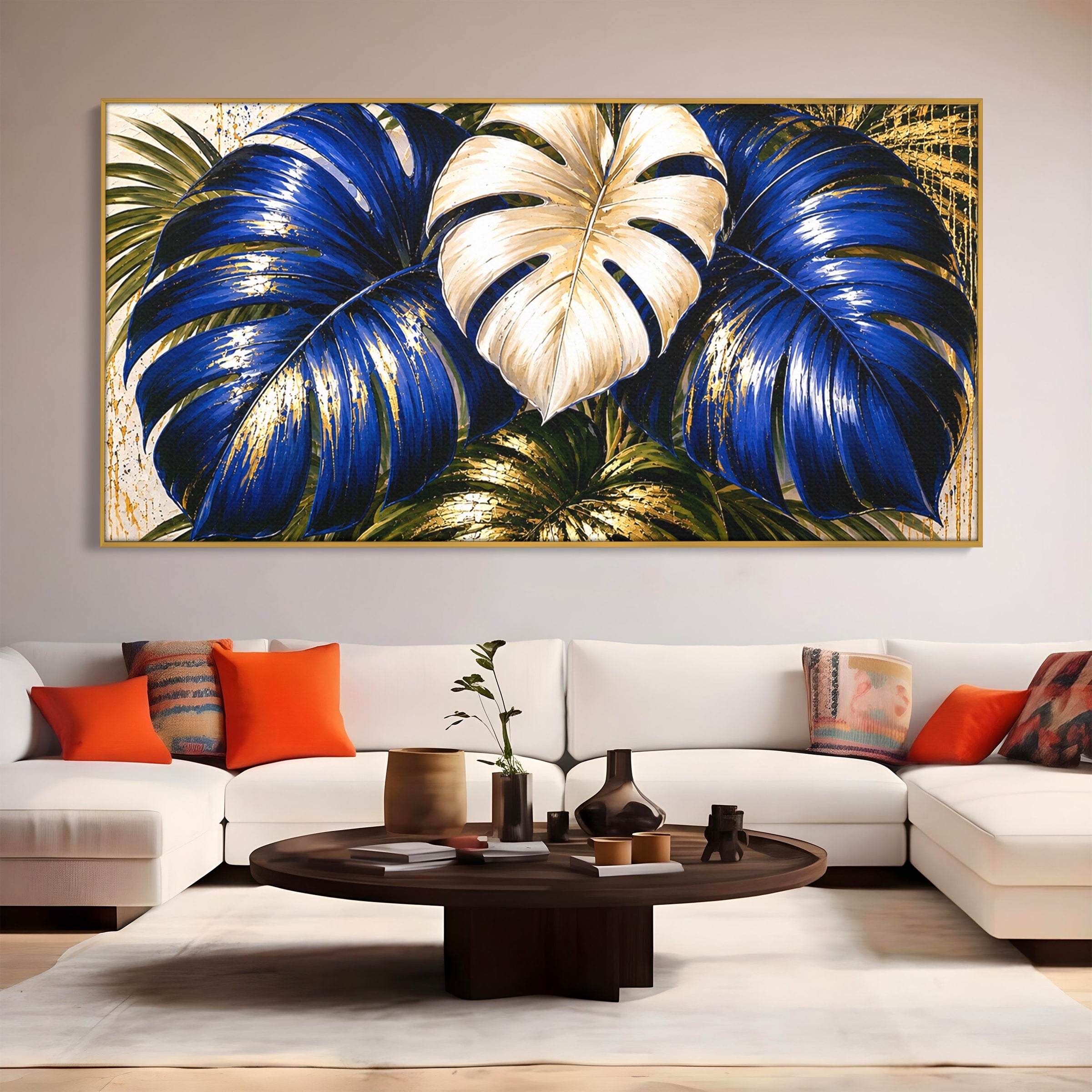 Tablou Canvas Premium LuxCanva® A1890, Frunze Tropicale Luxuriante, Frunze, Tropical, Natura, Exotic, Living, Culori Vibrante