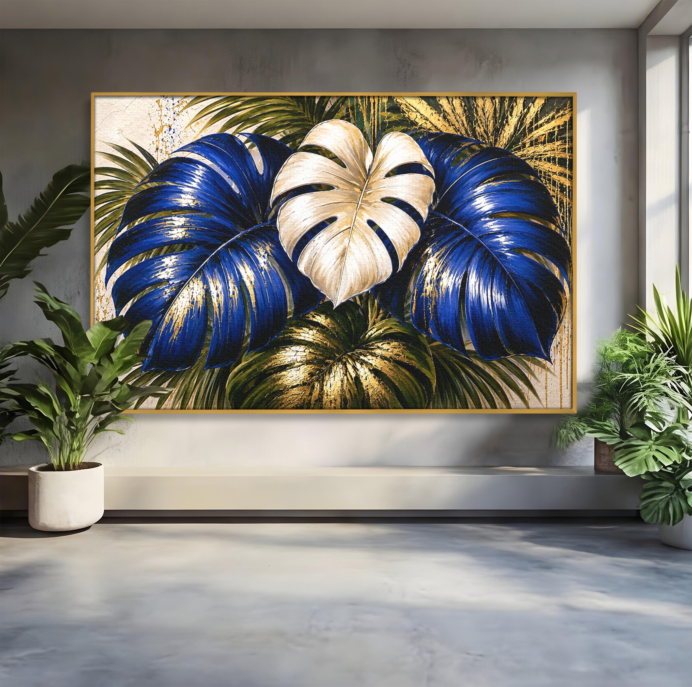 Tablou Canvas Premium LuxCanva® A1890, Frunze Tropicale Luxuriante, Frunze, Tropical, Natura, Exotic, Living, Culori Vibrante