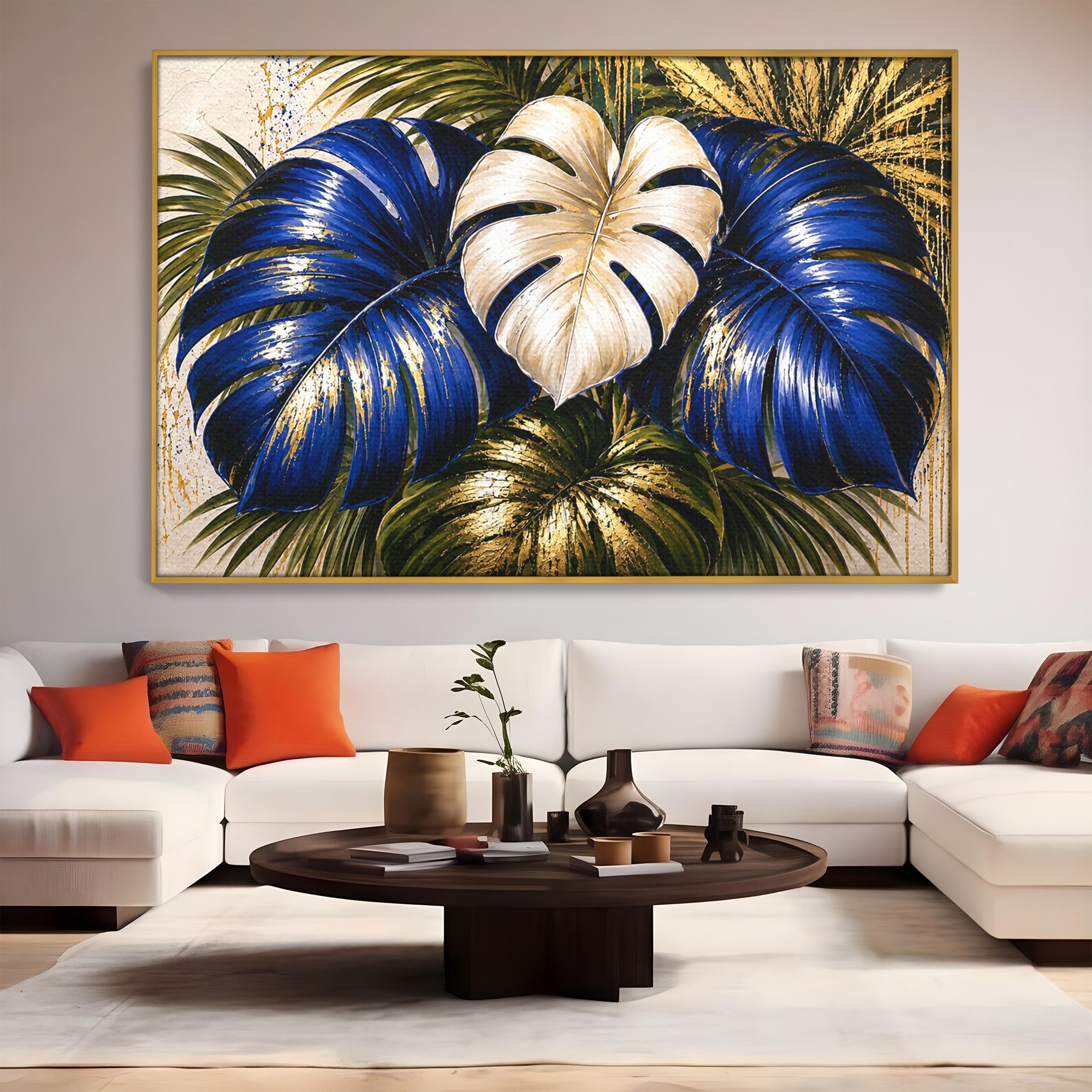 Tablou Canvas Premium LuxCanva® A1890, Frunze Tropicale Luxuriante, Frunze, Tropical, Natura, Exotic, Living, Culori Vibrante