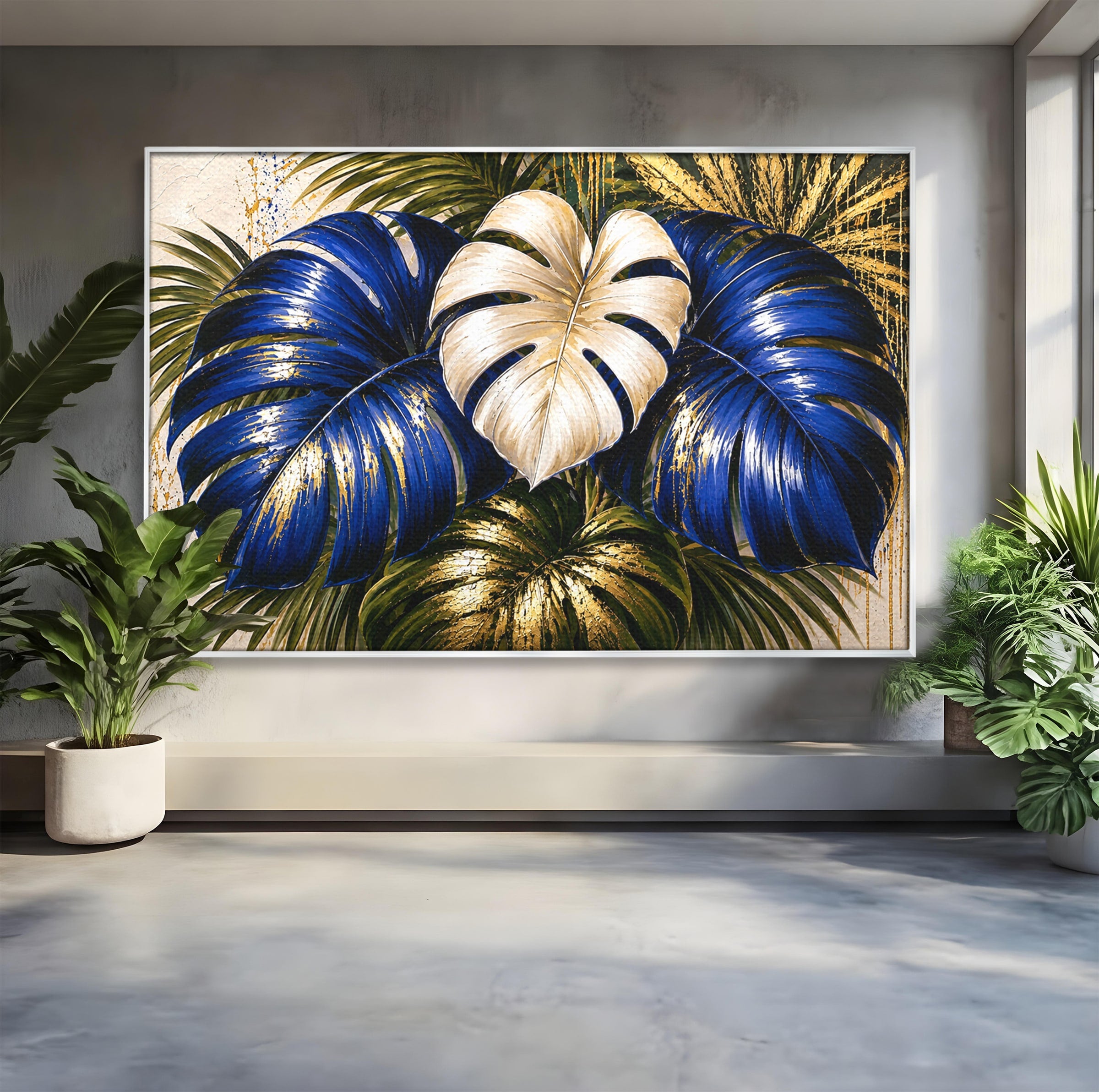 Tablou Canvas Premium LuxCanva® A1890, Frunze Tropicale Luxuriante, Frunze, Tropical, Natura, Exotic, Living, Culori Vibrante