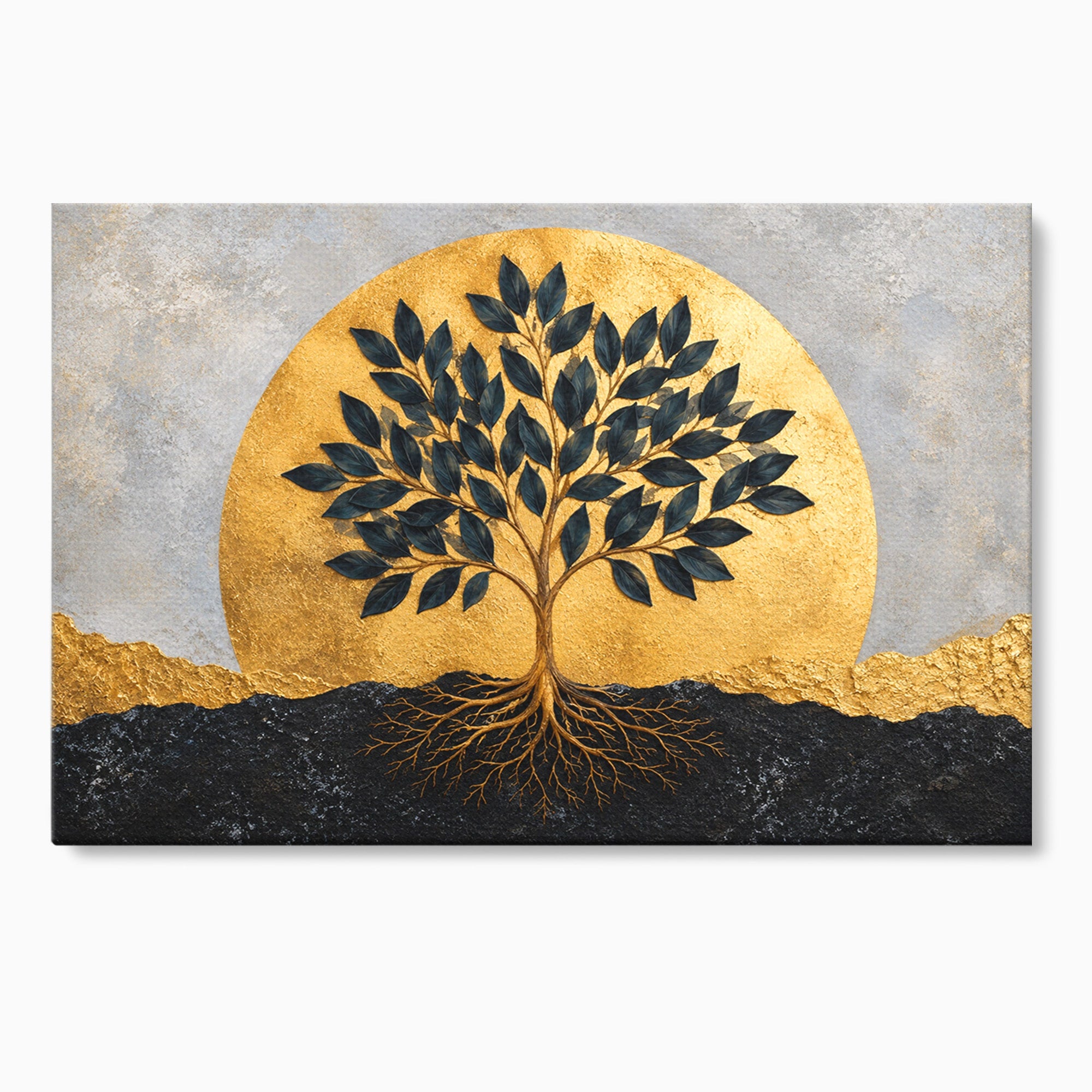 Tablou Canvas Premium LuxCanva® A1892, Arborele Vietii Auriu, Arbore, Viata, Abstract, Eleganta, Living, Culori Vibrante