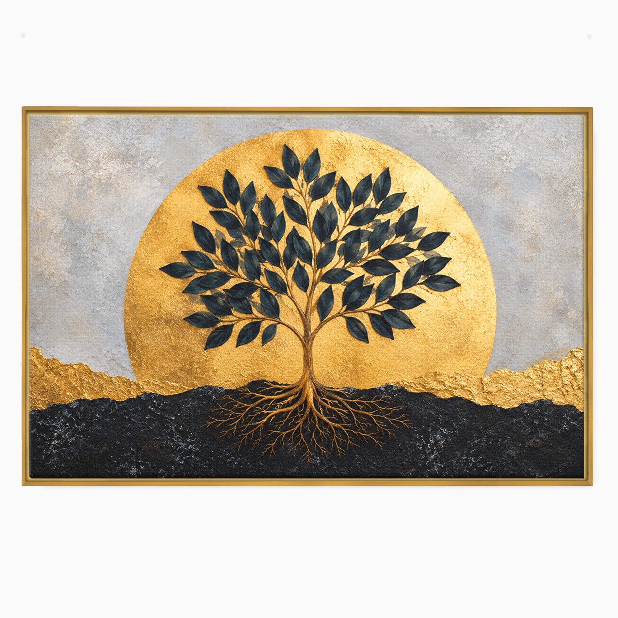 Tablou Canvas Premium LuxCanva® A1892, Arborele Vietii Auriu, Arbore, Viata, Abstract, Eleganta, Living, Culori Vibrante