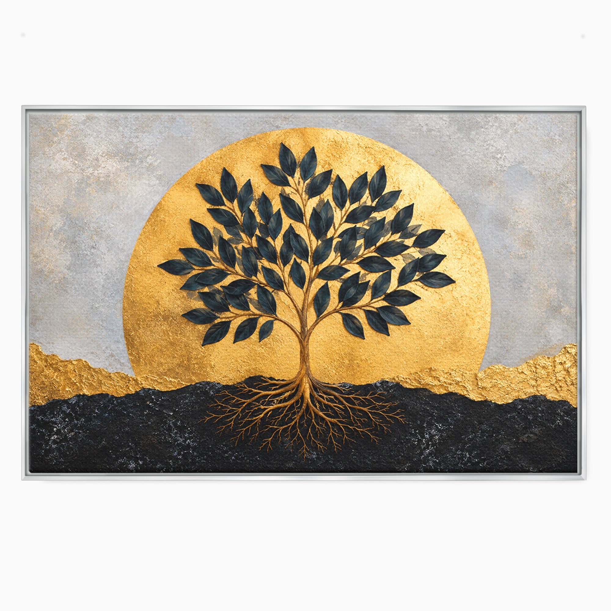 Tablou Canvas Premium LuxCanva® A1892, Arborele Vietii Auriu, Arbore, Viata, Abstract, Eleganta, Living, Culori Vibrante