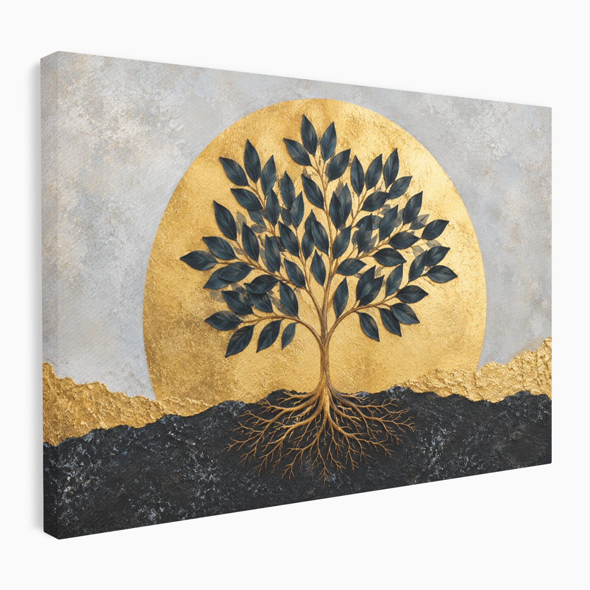 Tablou Canvas Premium LuxCanva® A1892, Arborele Vietii Auriu, Arbore, Viata, Abstract, Eleganta, Living, Culori Vibrante