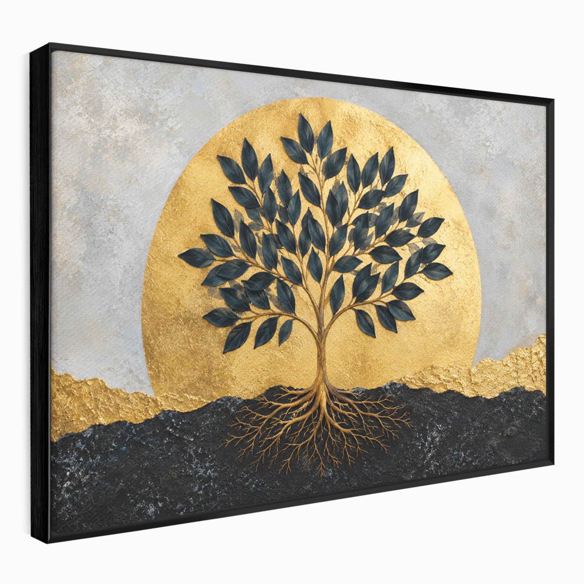 Tablou Canvas Premium LuxCanva® A1892, Arborele Vietii Auriu, Arbore, Viata, Abstract, Eleganta, Living, Culori Vibrante