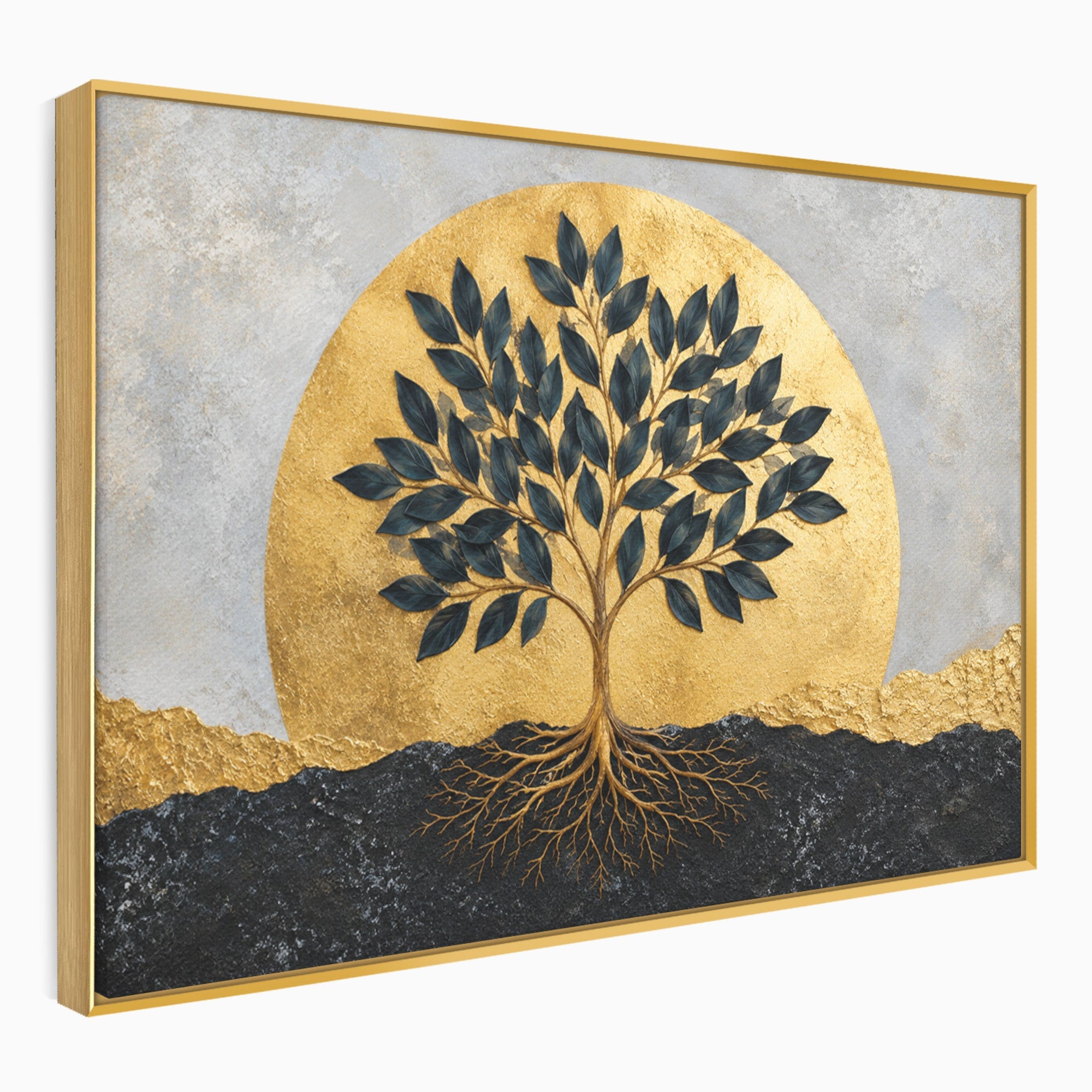 Tablou Canvas Premium LuxCanva® A1892, Arborele Vietii Auriu, Arbore, Viata, Abstract, Eleganta, Living, Culori Vibrante