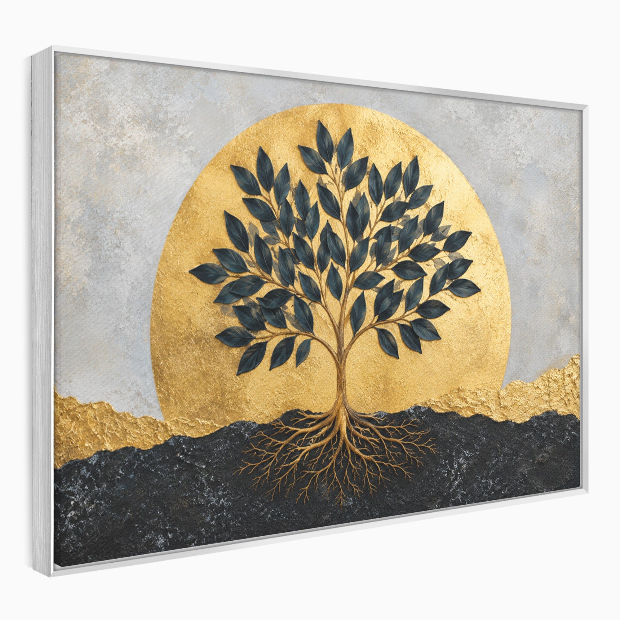 Tablou Canvas Premium LuxCanva® A1892, Arborele Vietii Auriu, Arbore, Viata, Abstract, Eleganta, Living, Culori Vibrante