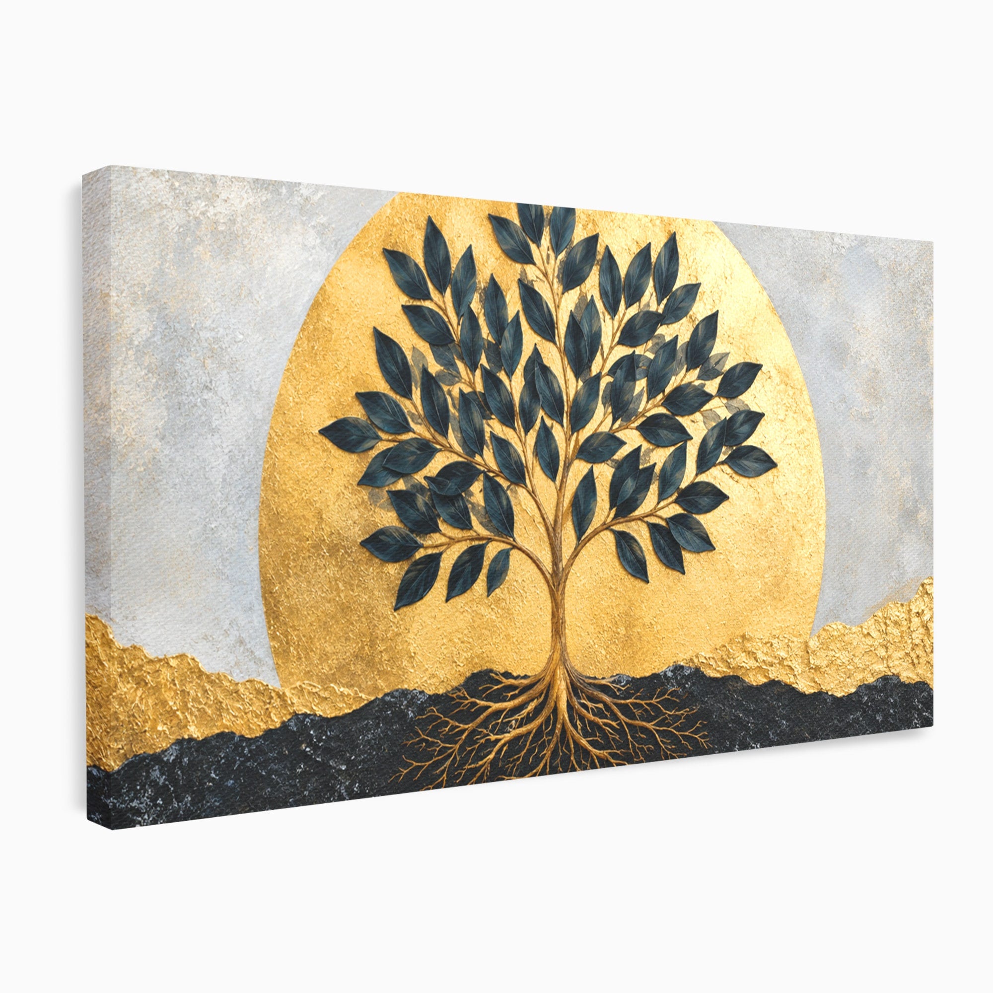 Tablou Canvas Premium LuxCanva® A1892, Arborele Vietii Auriu, Arbore, Viata, Abstract, Eleganta, Living, Culori Vibrante
