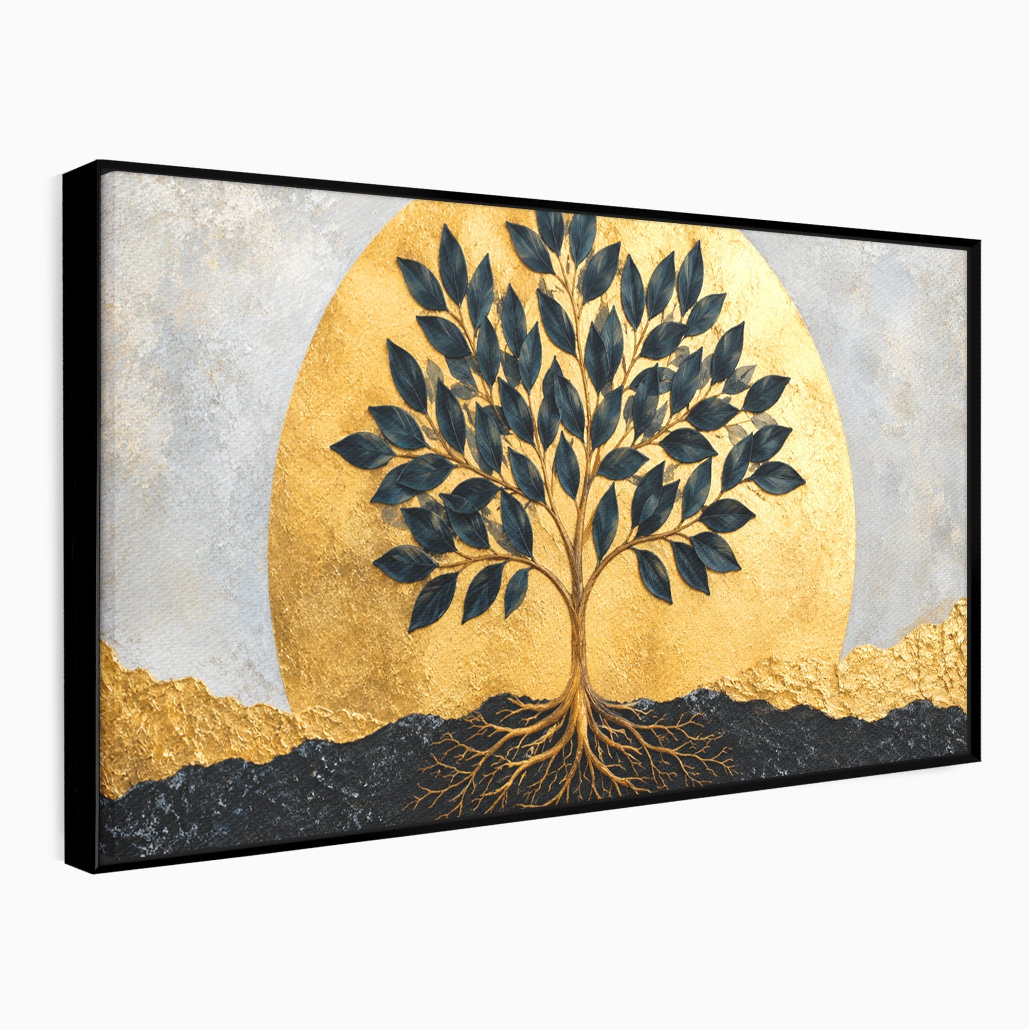 Tablou Canvas Premium LuxCanva® A1892, Arborele Vietii Auriu, Arbore, Viata, Abstract, Eleganta, Living, Culori Vibrante