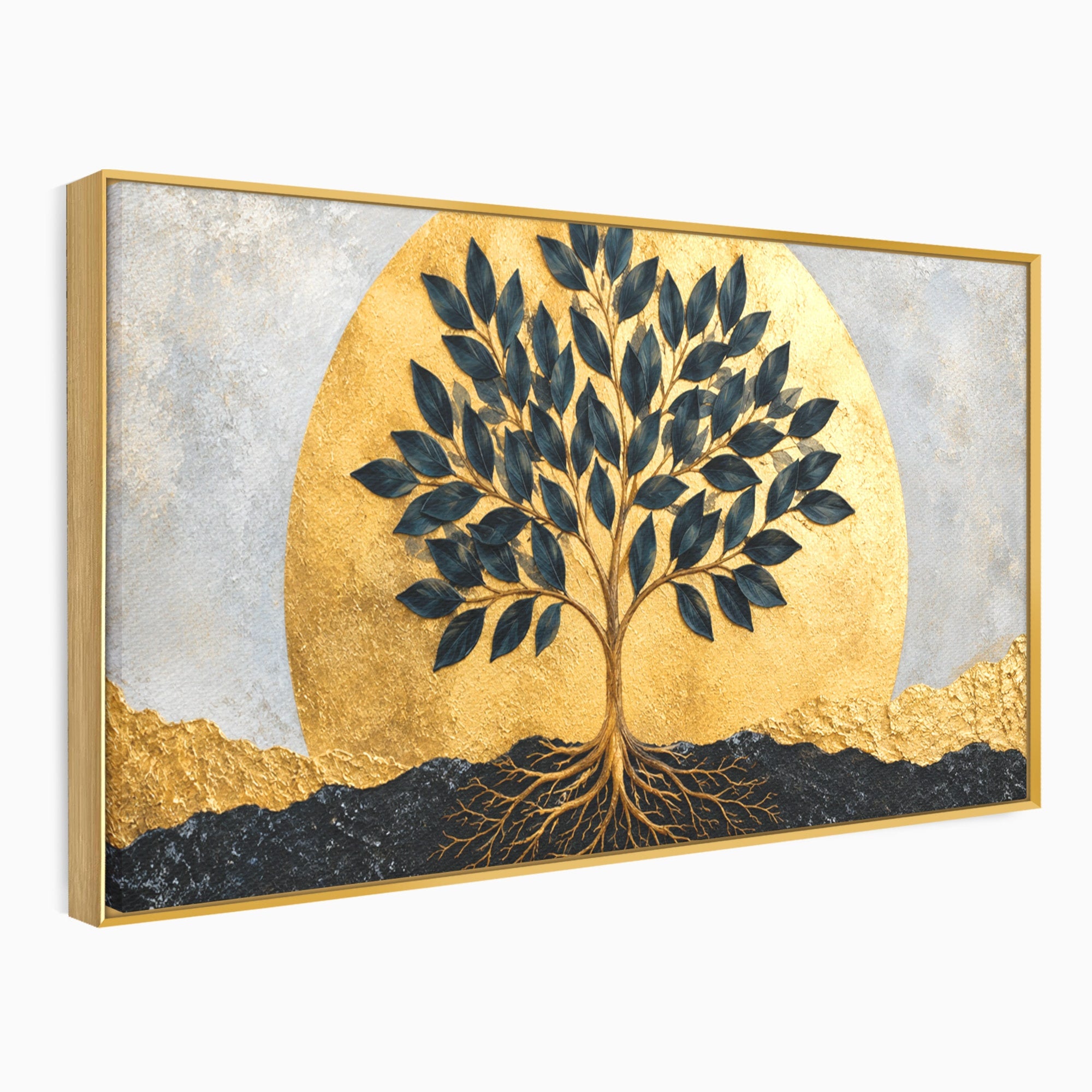 Tablou Canvas Premium LuxCanva® A1892, Arborele Vietii Auriu, Arbore, Viata, Abstract, Eleganta, Living, Culori Vibrante
