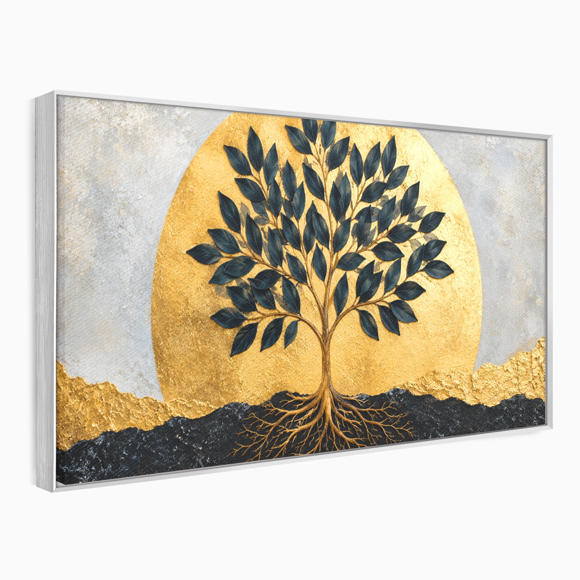 Tablou Canvas Premium LuxCanva® A1892, Arborele Vietii Auriu, Arbore, Viata, Abstract, Eleganta, Living, Culori Vibrante