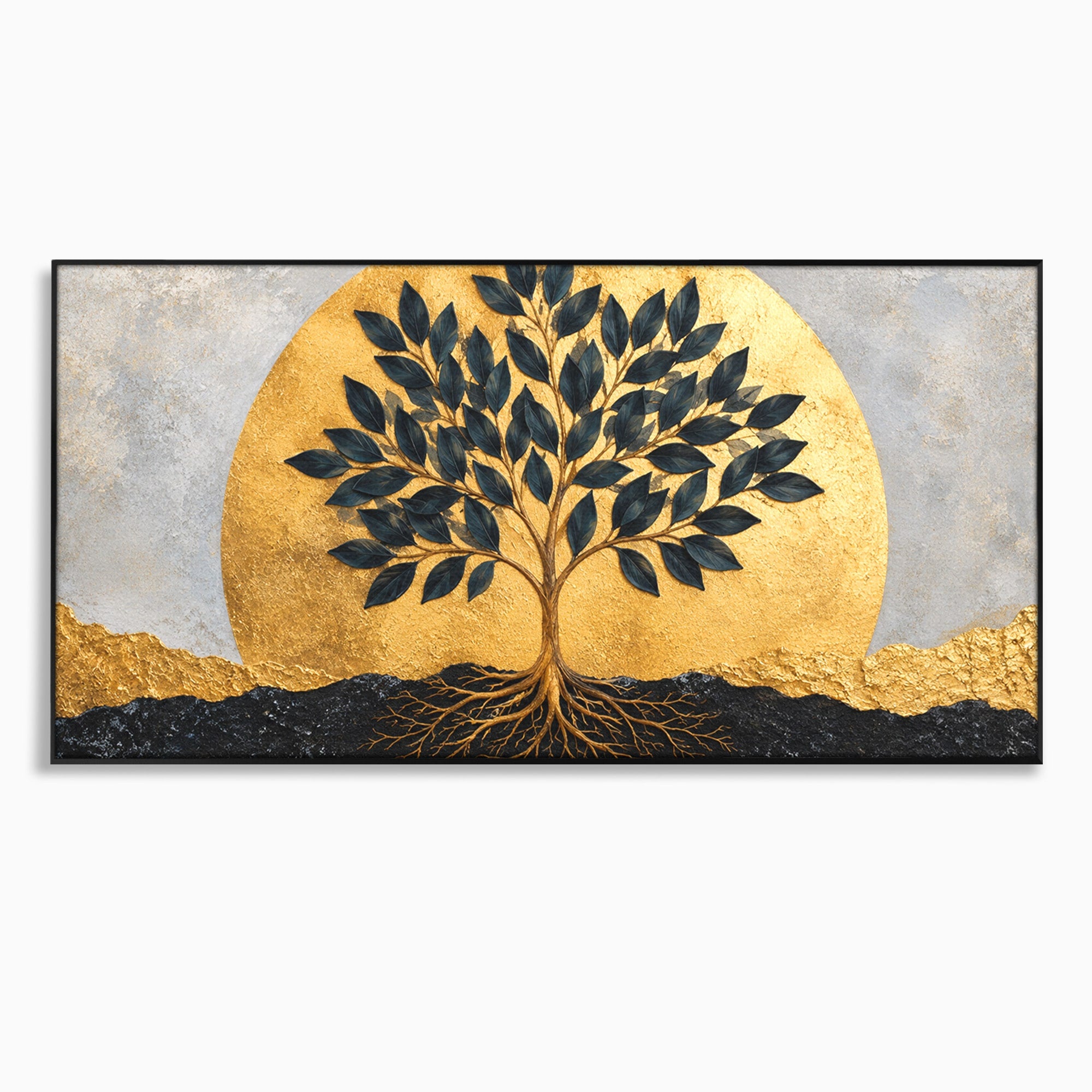 Tablou Canvas Premium LuxCanva® A1892, Arborele Vietii Auriu, Arbore, Viata, Abstract, Eleganta, Living, Culori Vibrante