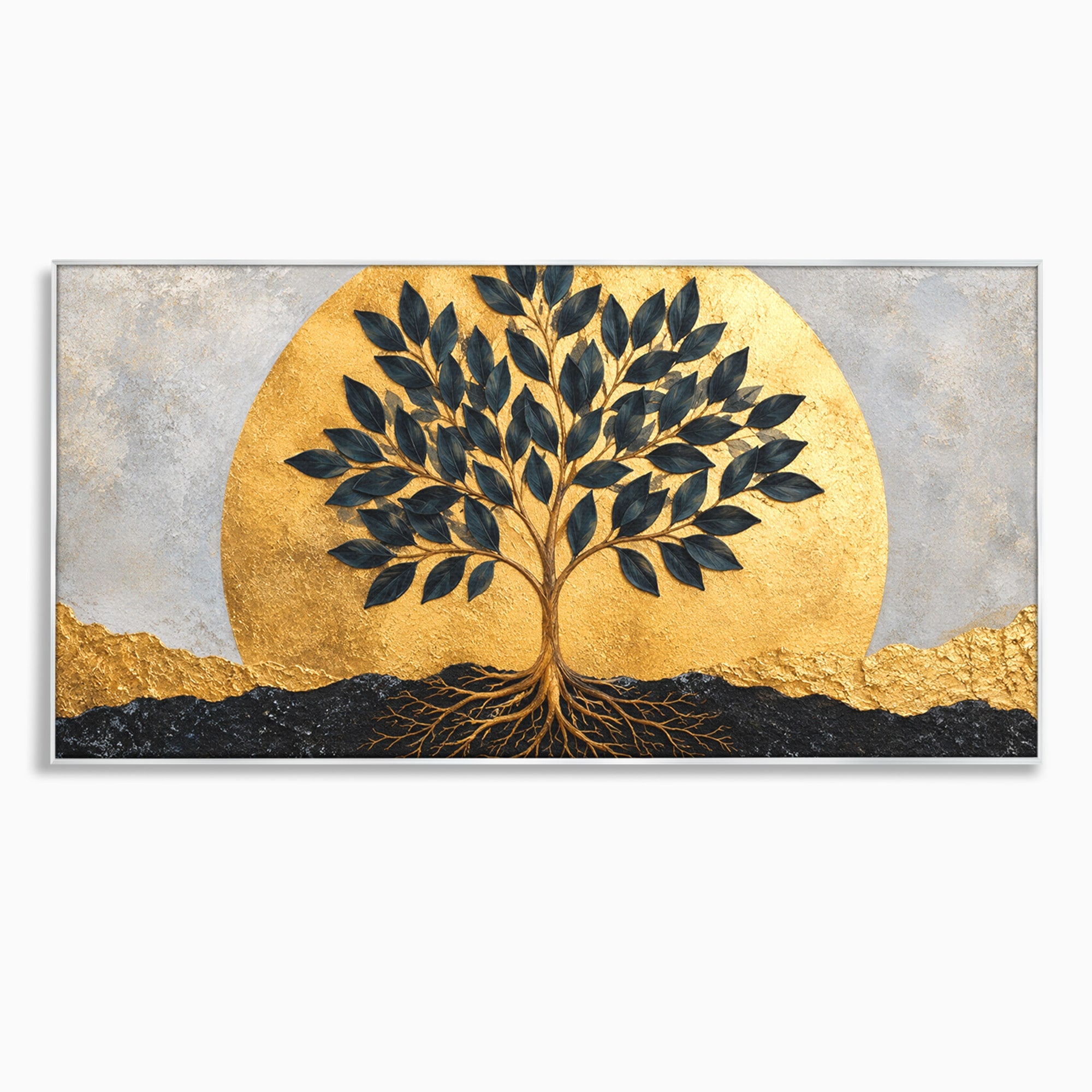 Tablou Canvas Premium LuxCanva® A1892, Arborele Vietii Auriu, Arbore, Viata, Abstract, Eleganta, Living, Culori Vibrante