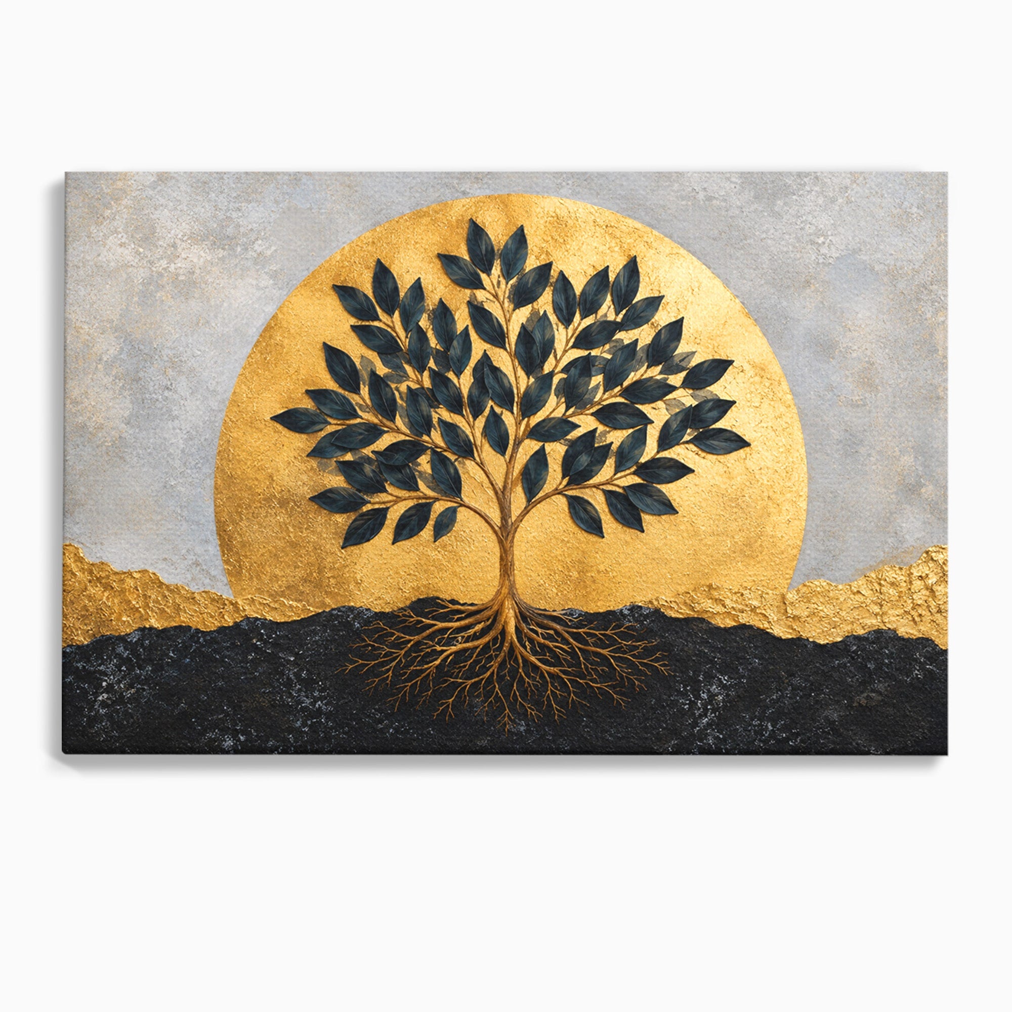 Tablou Canvas Premium LuxCanva® A1892, Arborele Vietii Auriu, Arbore, Viata, Abstract, Eleganta, Living, Culori Vibrante