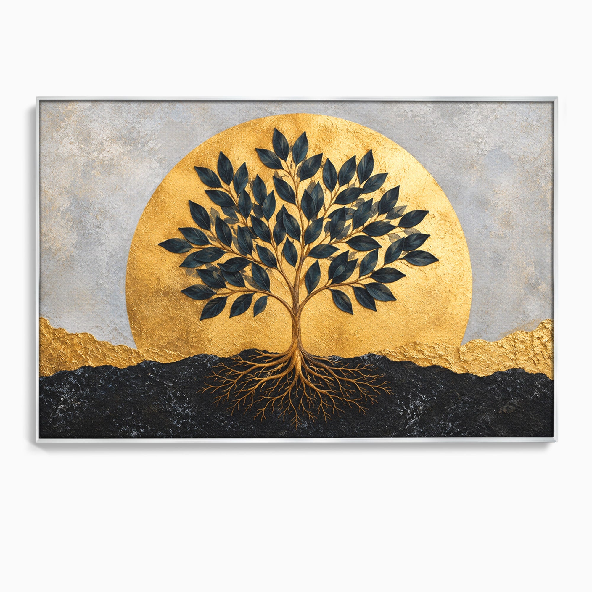 Tablou Canvas Premium LuxCanva® A1892, Arborele Vietii Auriu, Arbore, Viata, Abstract, Eleganta, Living, Culori Vibrante