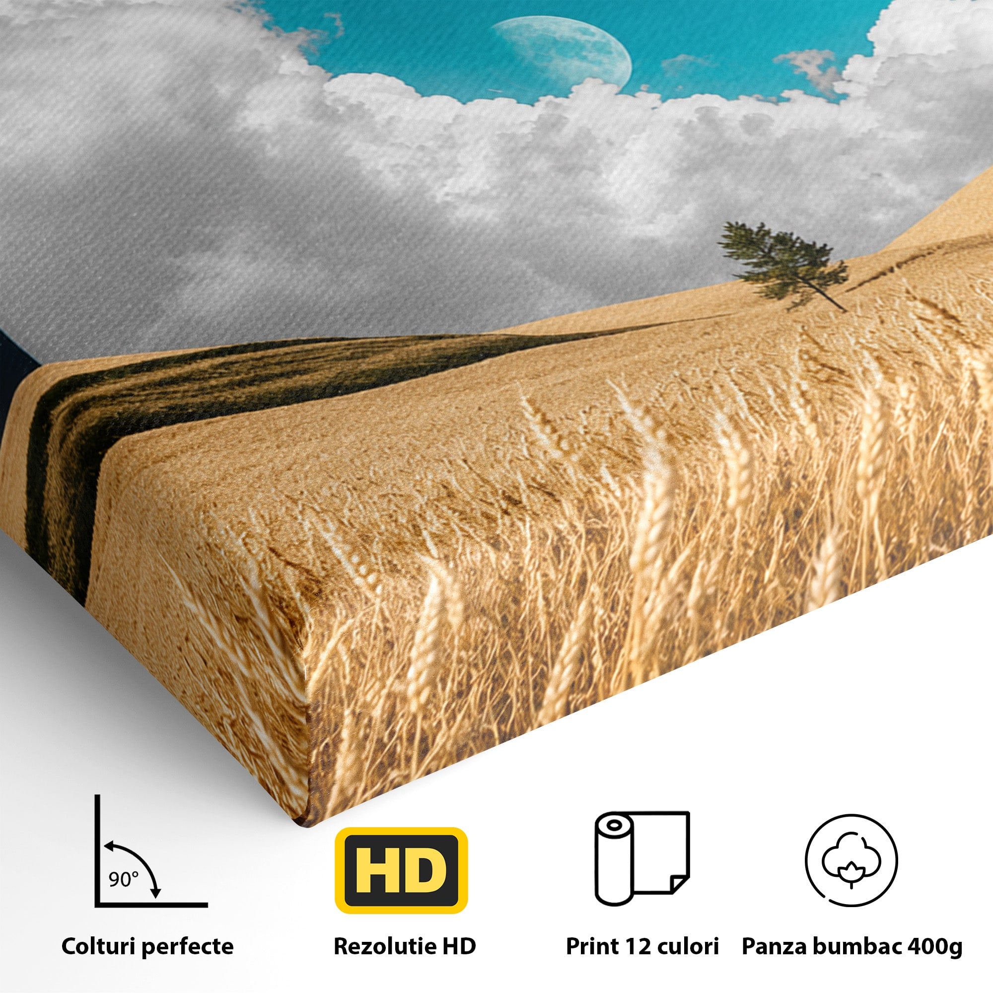 Tablou Canvas Premium LuxCanva® A1893, Peisaj Cosmic, Peisaj, Cosmic, Cereale, Natura, Futurist, Living, Dormitor, Culori Vibrante