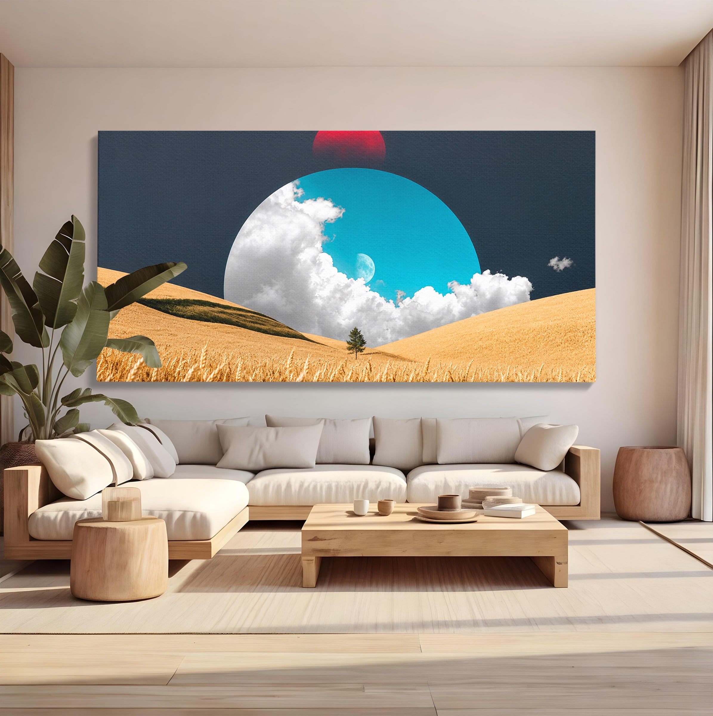 Tablou Canvas Premium LuxCanva® A1893, Peisaj Cosmic, Peisaj, Cosmic, Cereale, Natura, Futurist, Living, Dormitor, Culori Vibrante