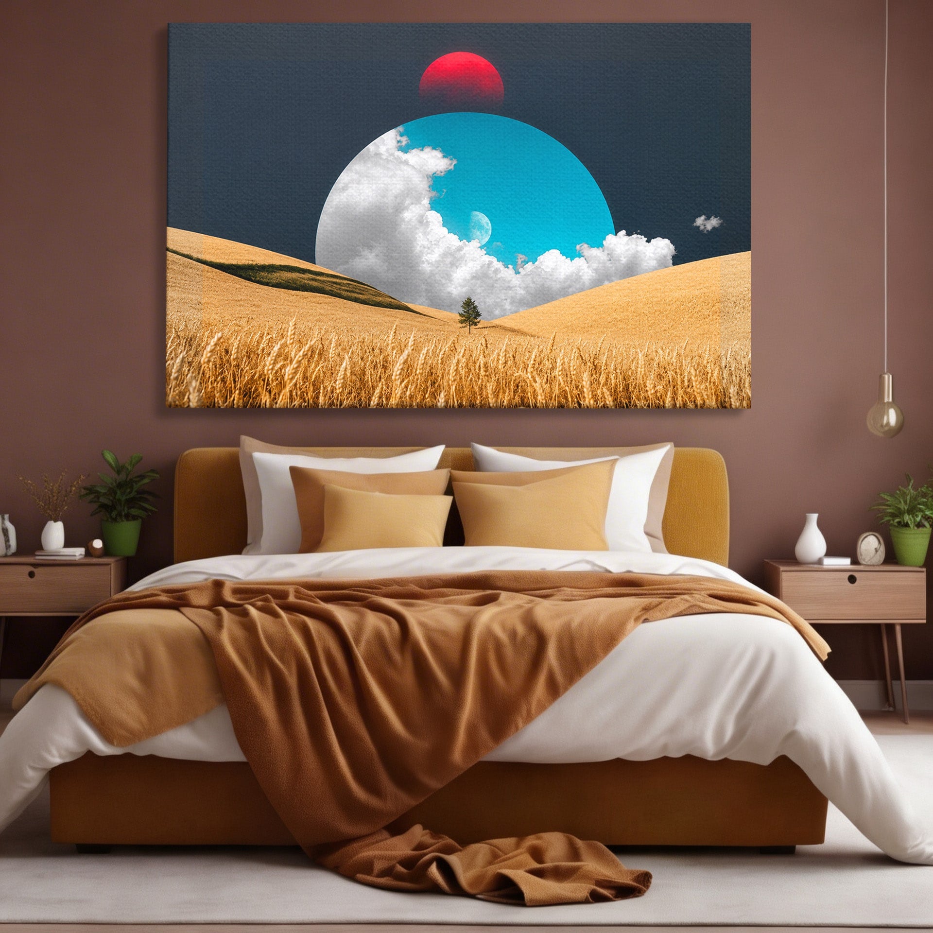 Tablou Canvas Premium LuxCanva® A1893, Peisaj Cosmic, Peisaj, Cosmic, Cereale, Natura, Futurist, Living, Dormitor, Culori Vibrante