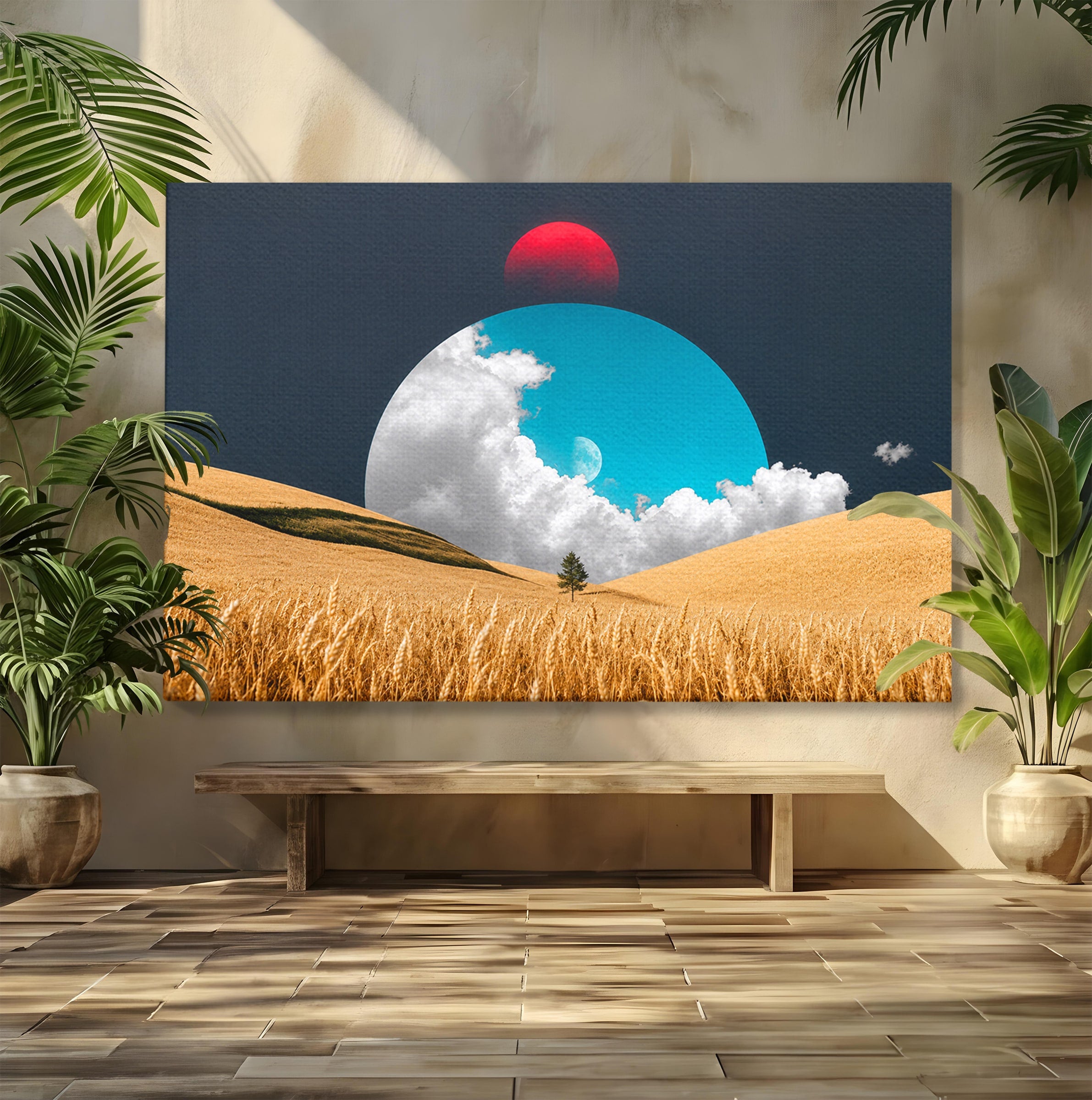 Tablou Canvas Premium LuxCanva® A1893, Peisaj Cosmic, Peisaj, Cosmic, Cereale, Natura, Futurist, Living, Dormitor, Culori Vibrante