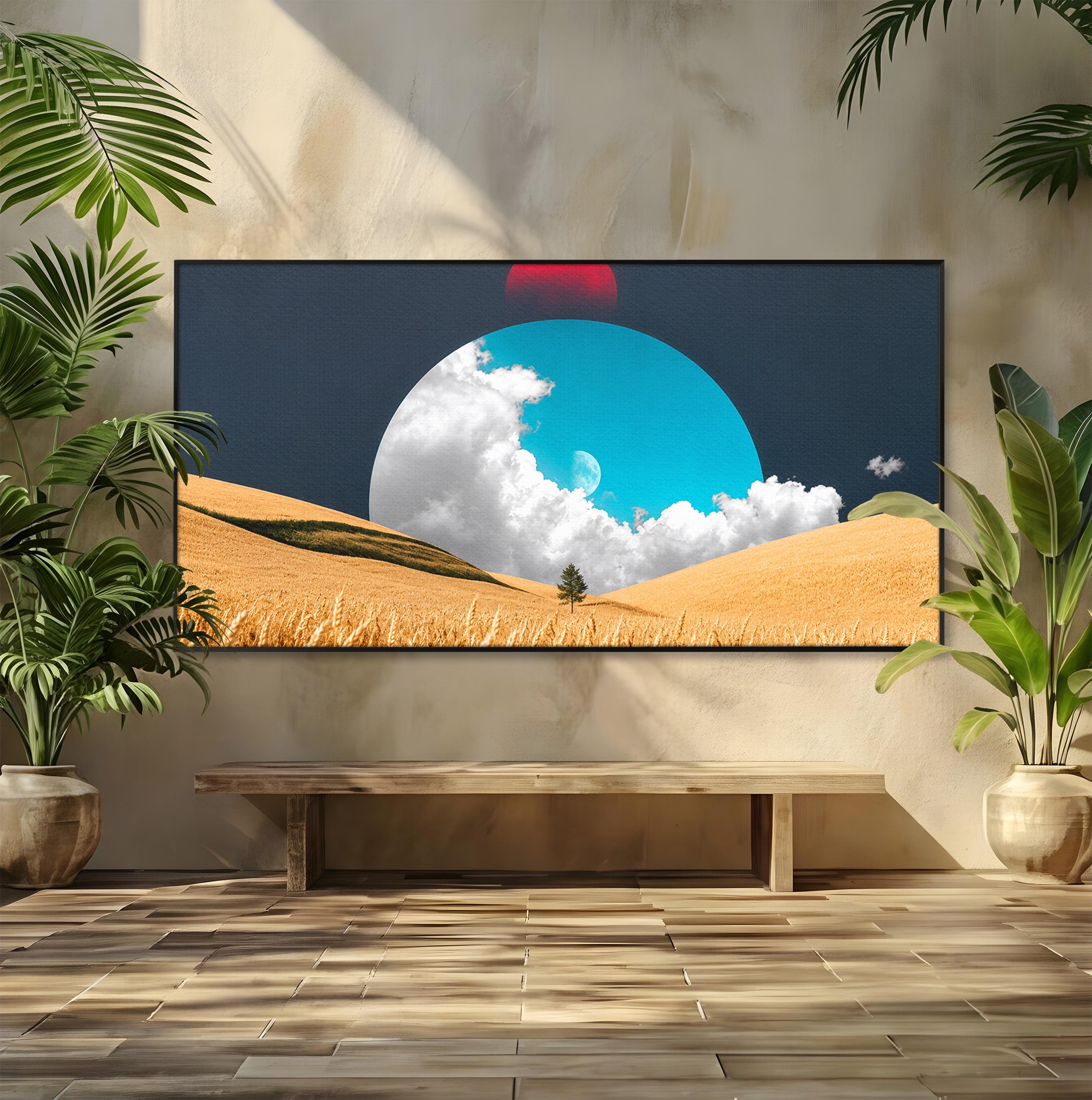 Tablou Canvas Premium LuxCanva® A1893, Peisaj Cosmic, Peisaj, Cosmic, Cereale, Natura, Futurist, Living, Dormitor, Culori Vibrante