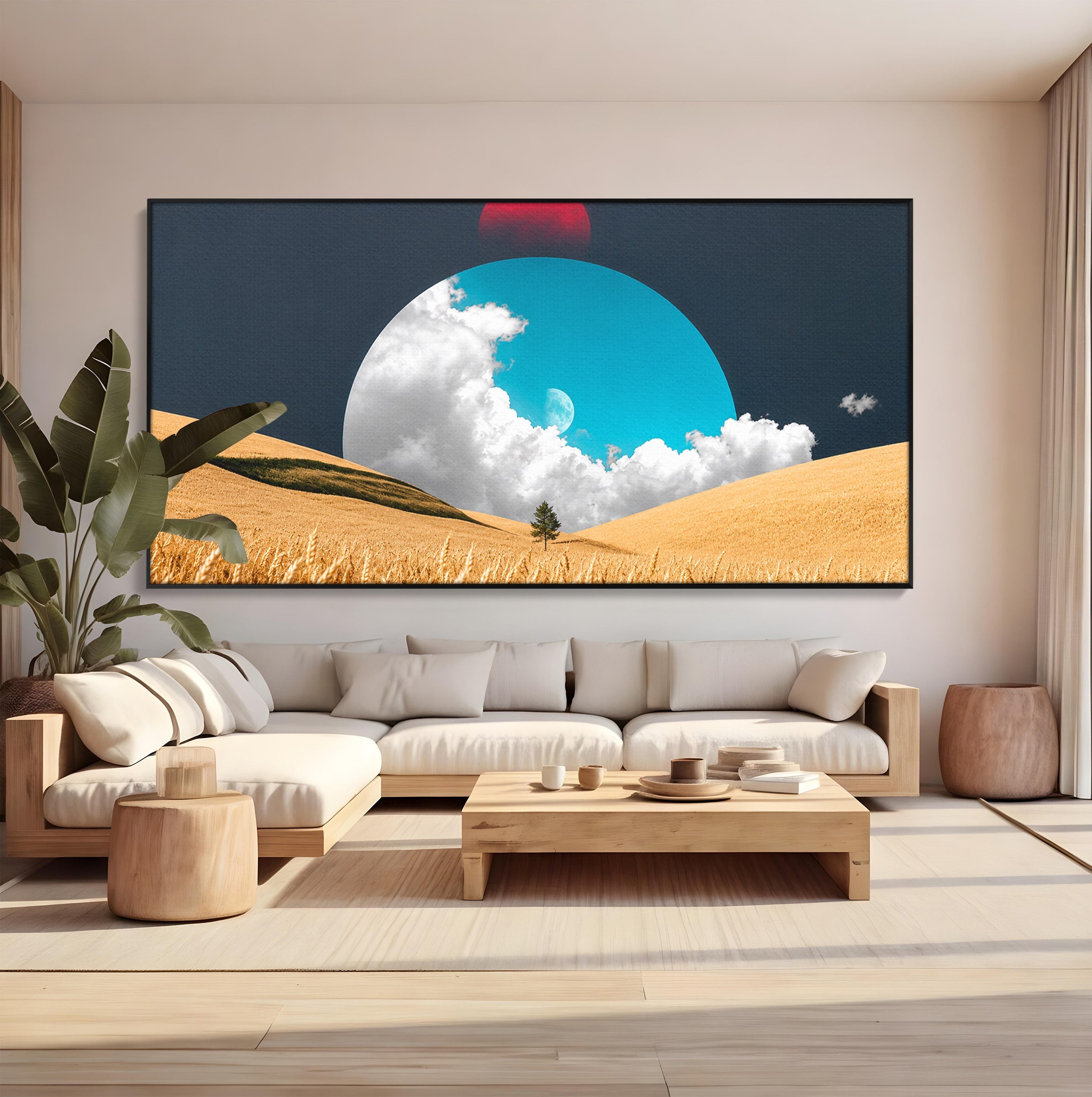 Tablou Canvas Premium LuxCanva® A1893, Peisaj Cosmic, Peisaj, Cosmic, Cereale, Natura, Futurist, Living, Dormitor, Culori Vibrante