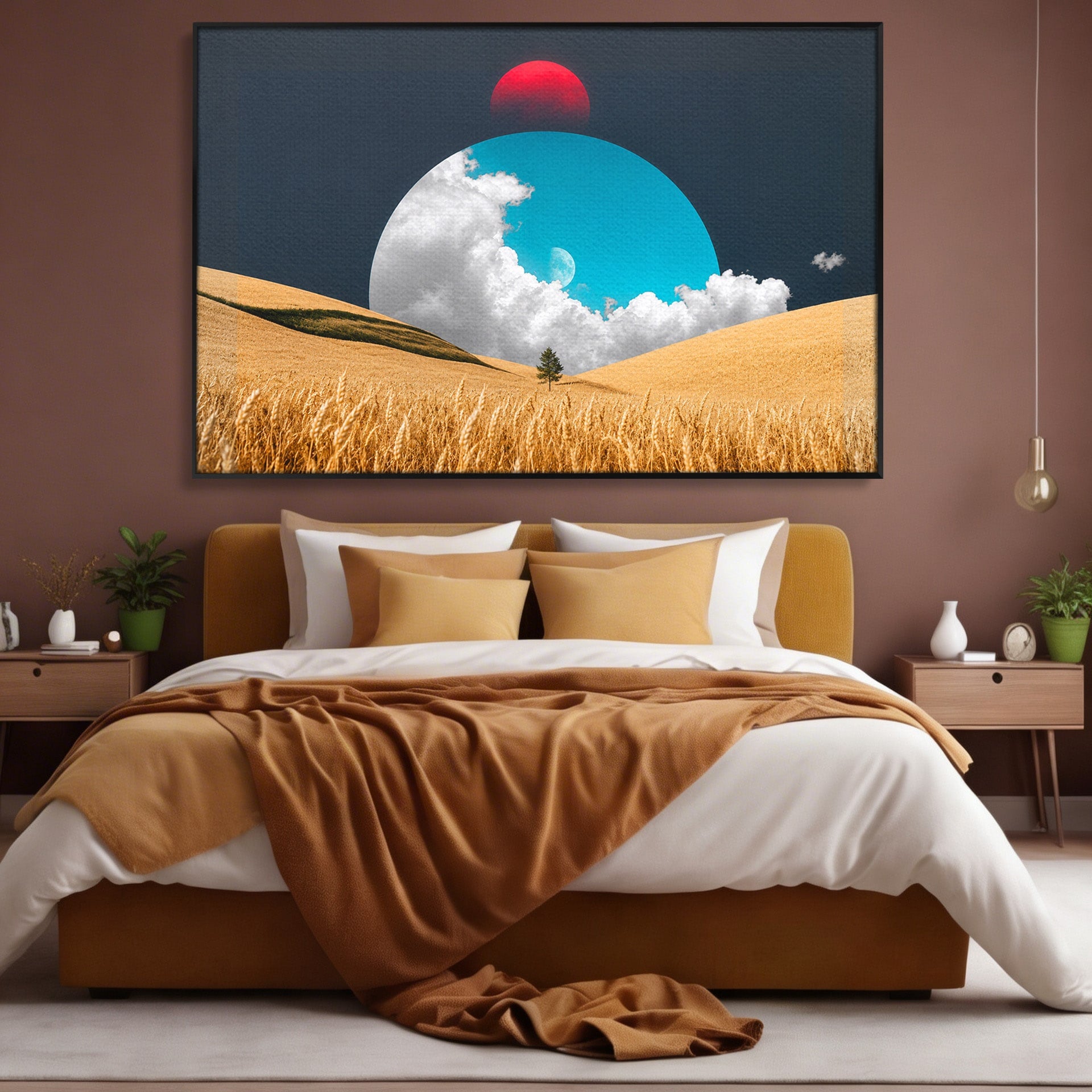 Tablou Canvas Premium LuxCanva® A1893, Peisaj Cosmic, Peisaj, Cosmic, Cereale, Natura, Futurist, Living, Dormitor, Culori Vibrante
