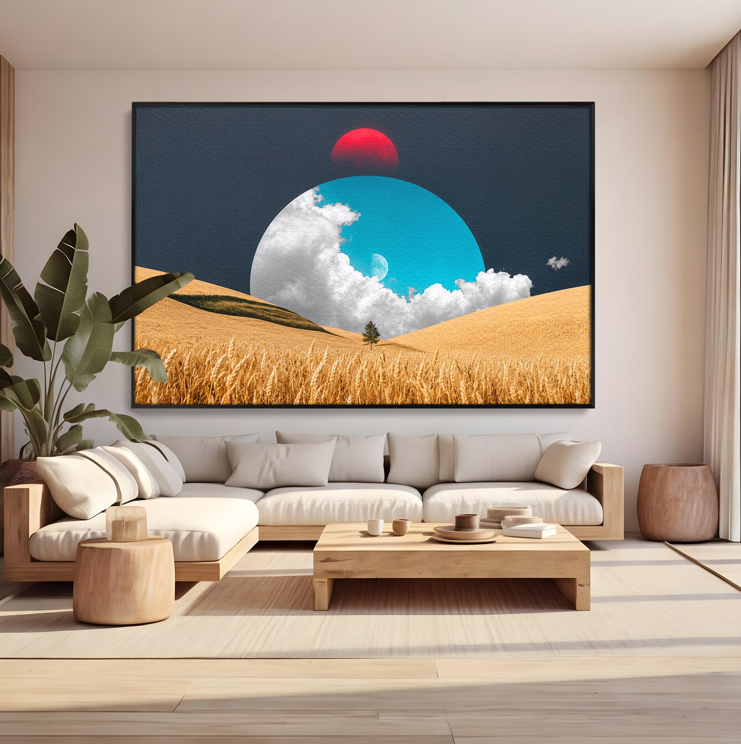 Tablou Canvas Premium LuxCanva® A1893, Peisaj Cosmic, Peisaj, Cosmic, Cereale, Natura, Futurist, Living, Dormitor, Culori Vibrante