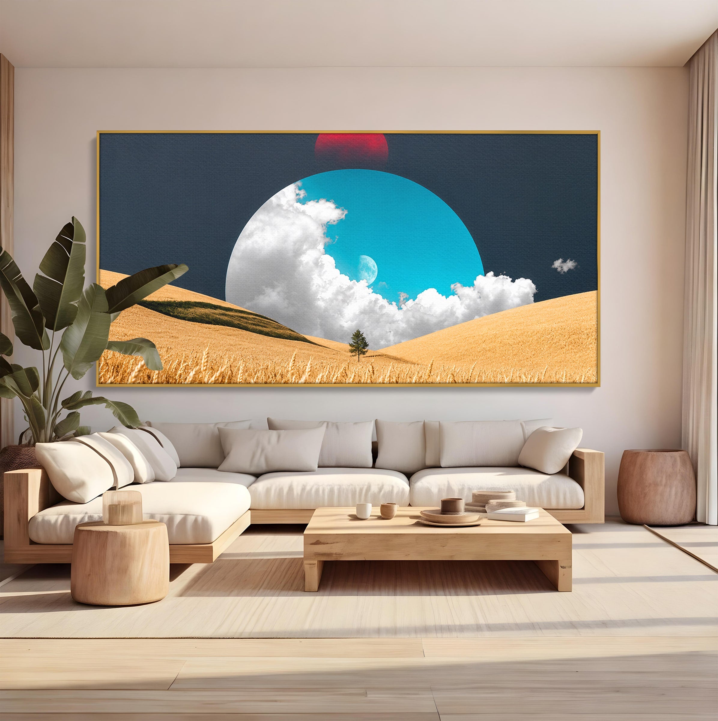Tablou Canvas Premium LuxCanva® A1893, Peisaj Cosmic, Peisaj, Cosmic, Cereale, Natura, Futurist, Living, Dormitor, Culori Vibrante