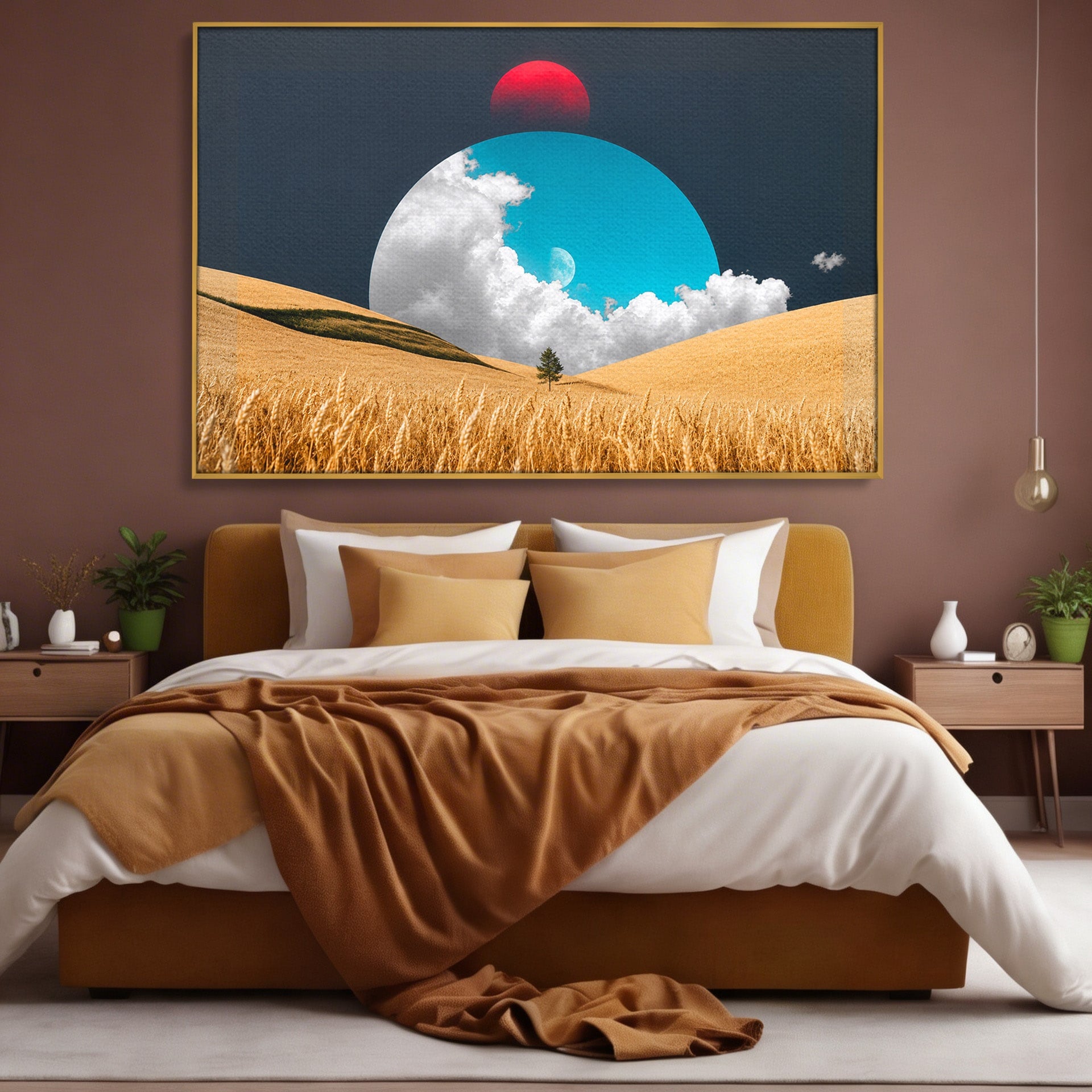 Tablou Canvas Premium LuxCanva® A1893, Peisaj Cosmic, Peisaj, Cosmic, Cereale, Natura, Futurist, Living, Dormitor, Culori Vibrante