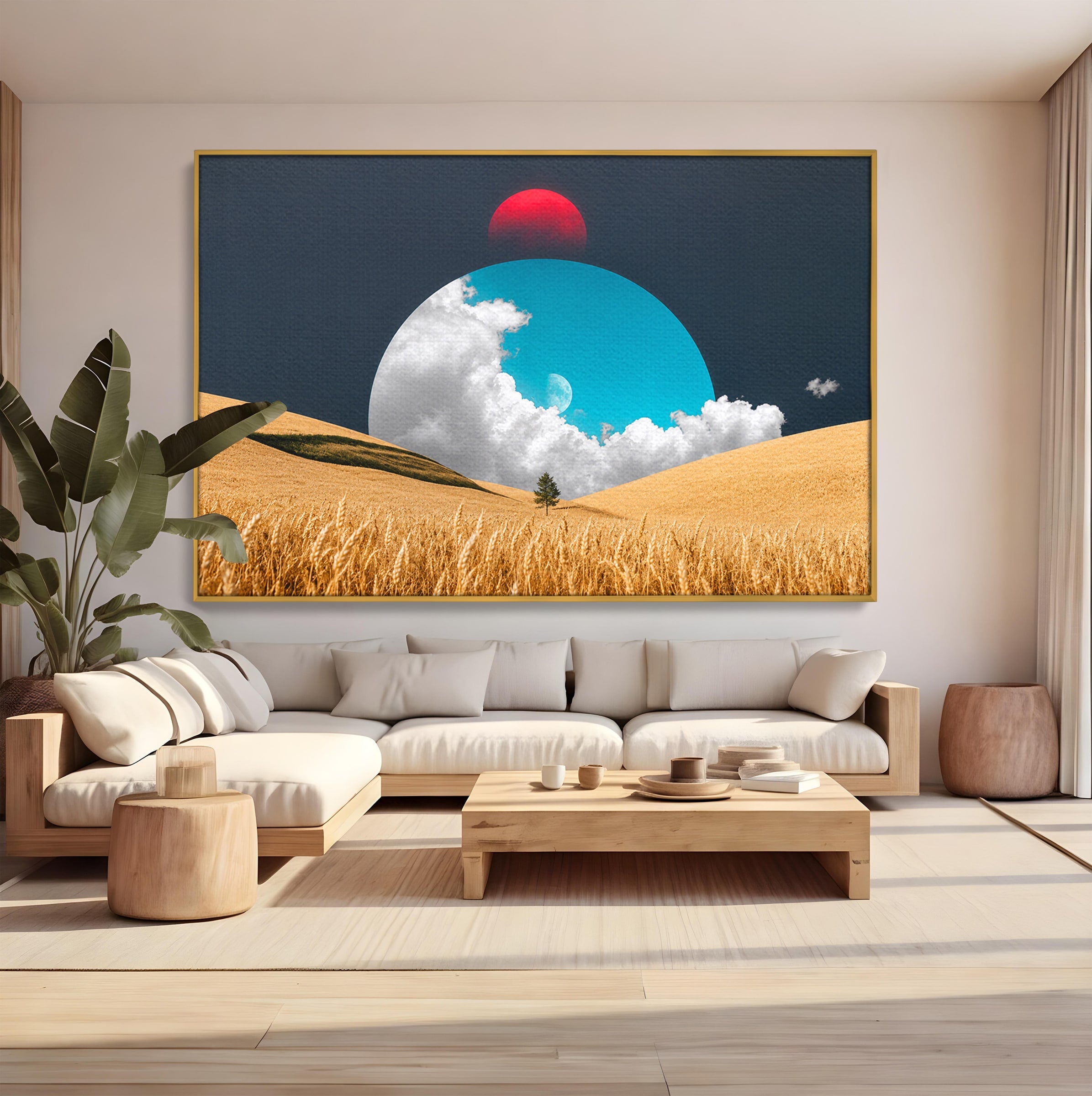 Tablou Canvas Premium LuxCanva® A1893, Peisaj Cosmic, Peisaj, Cosmic, Cereale, Natura, Futurist, Living, Dormitor, Culori Vibrante