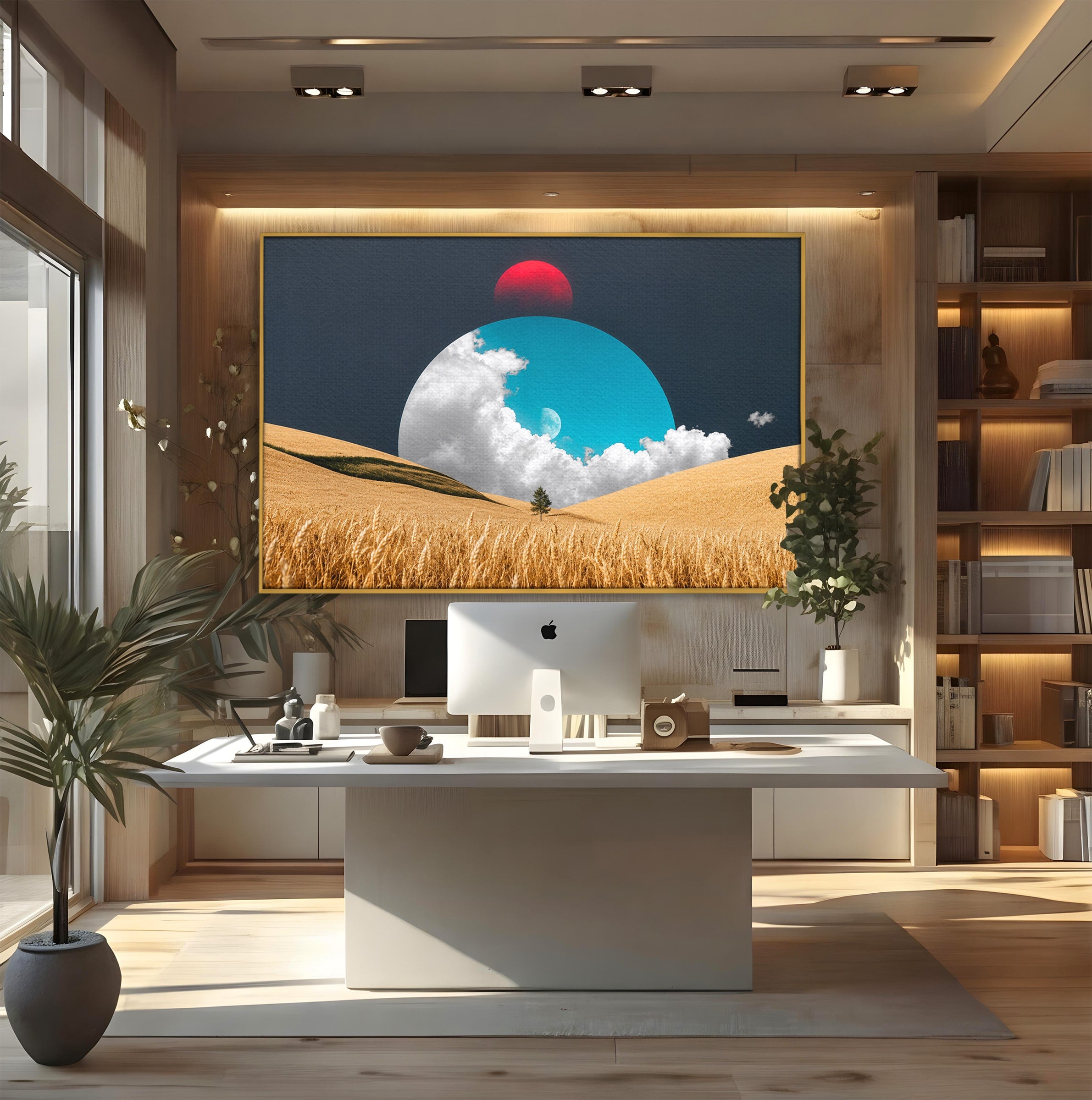 Tablou Canvas Premium LuxCanva® A1893, Peisaj Cosmic, Peisaj, Cosmic, Cereale, Natura, Futurist, Living, Dormitor, Culori Vibrante