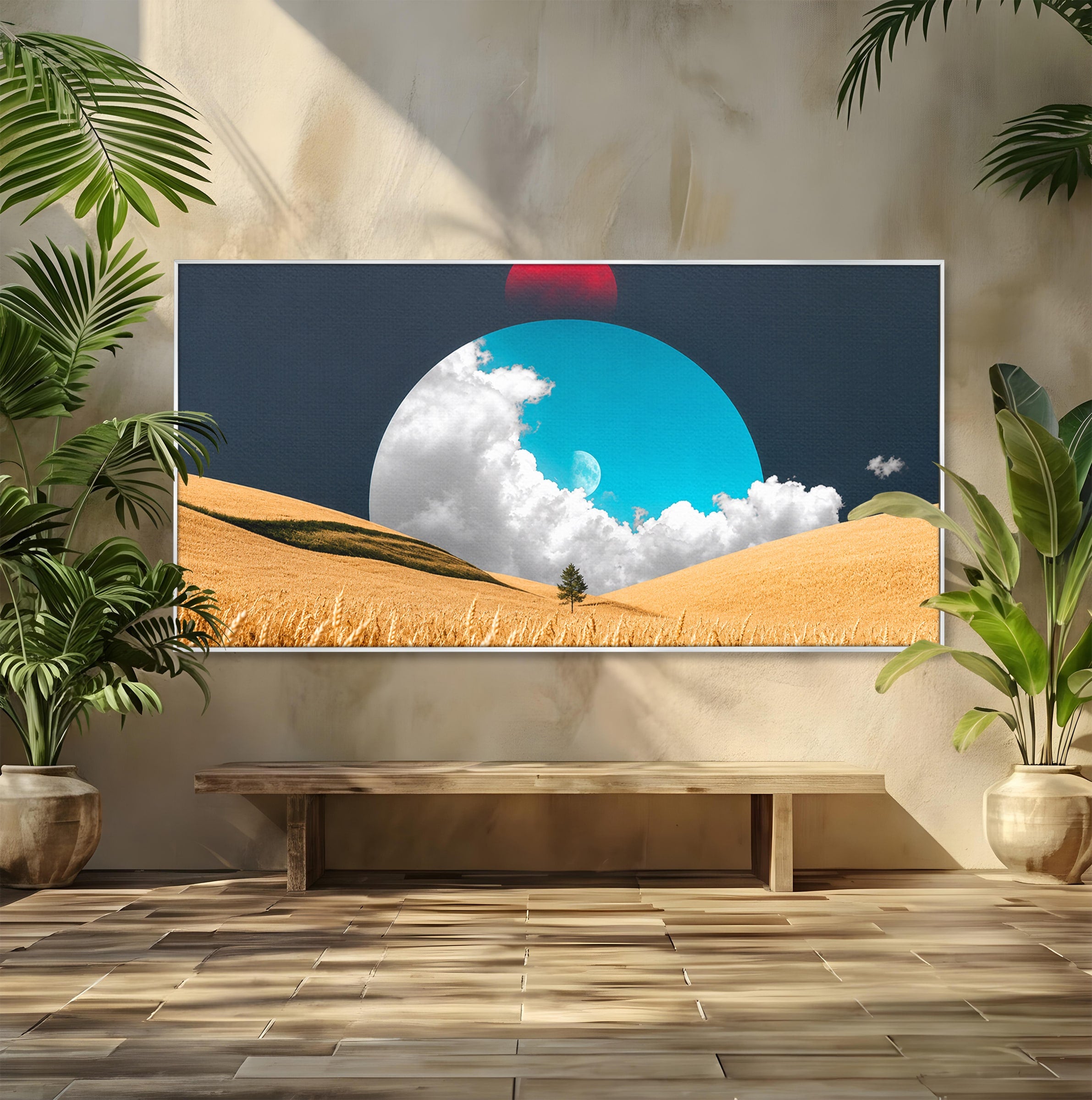 Tablou Canvas Premium LuxCanva® A1893, Peisaj Cosmic, Peisaj, Cosmic, Cereale, Natura, Futurist, Living, Dormitor, Culori Vibrante
