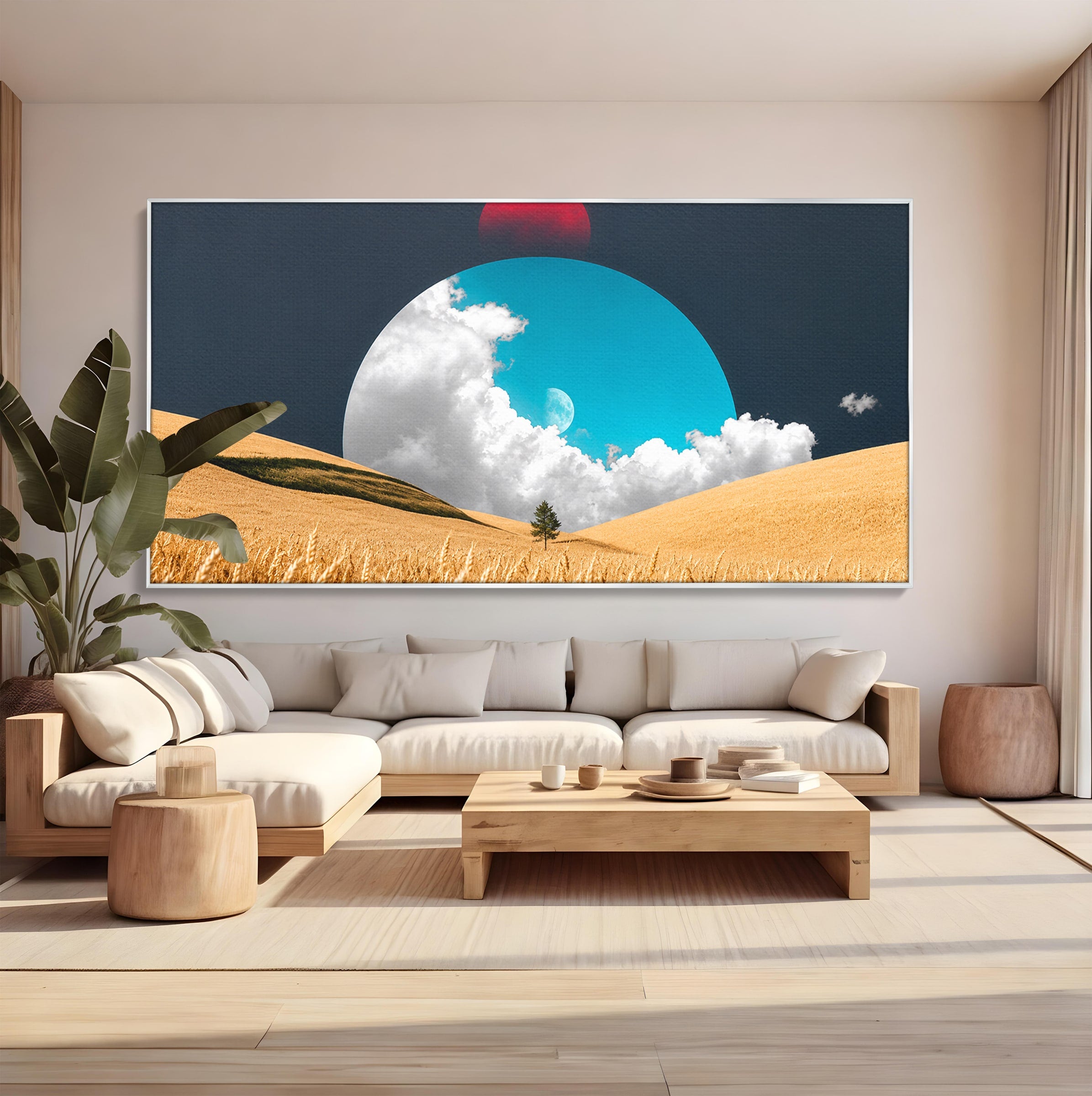 Tablou Canvas Premium LuxCanva® A1893, Peisaj Cosmic, Peisaj, Cosmic, Cereale, Natura, Futurist, Living, Dormitor, Culori Vibrante