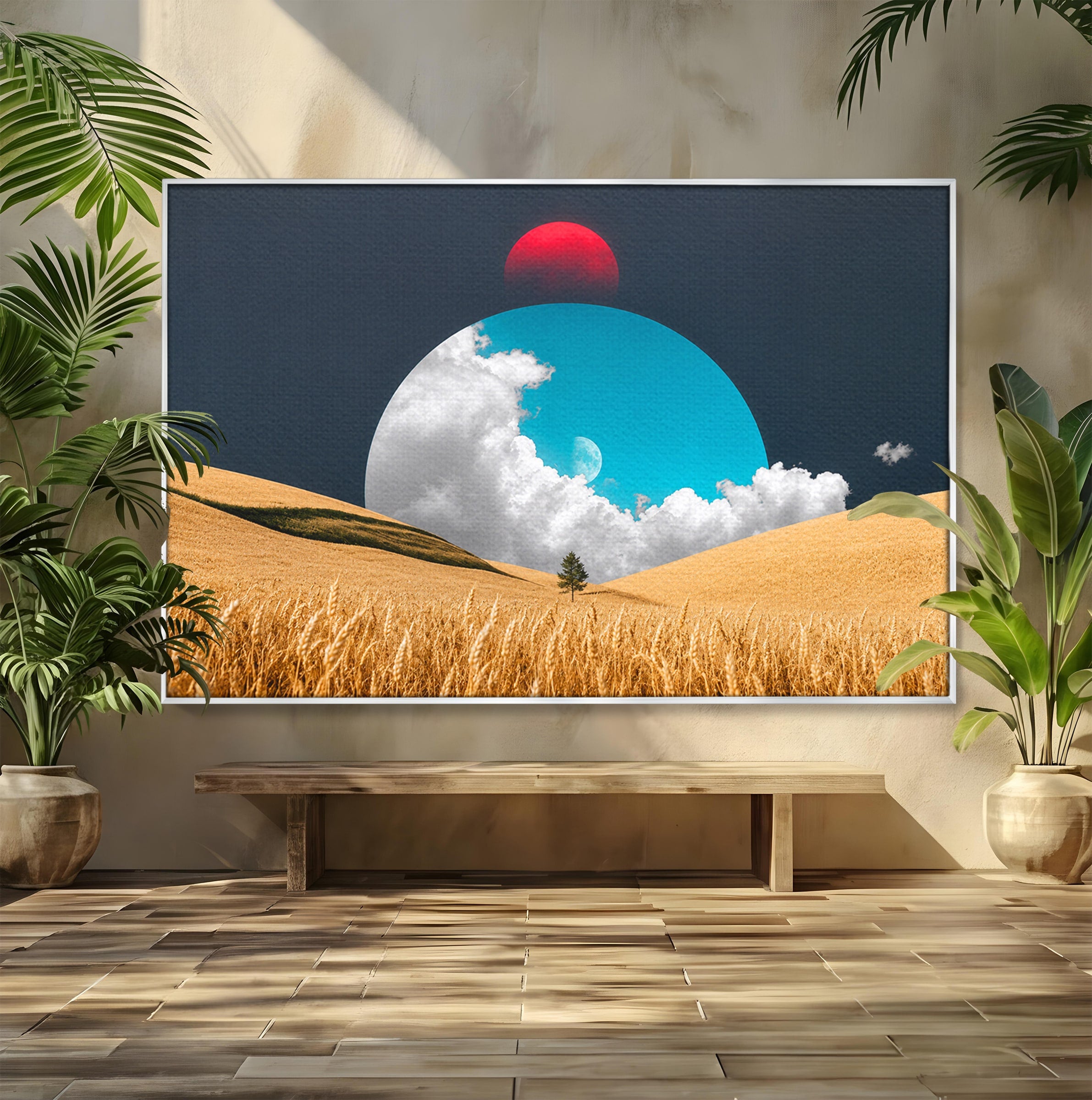 Tablou Canvas Premium LuxCanva® A1893, Peisaj Cosmic, Peisaj, Cosmic, Cereale, Natura, Futurist, Living, Dormitor, Culori Vibrante