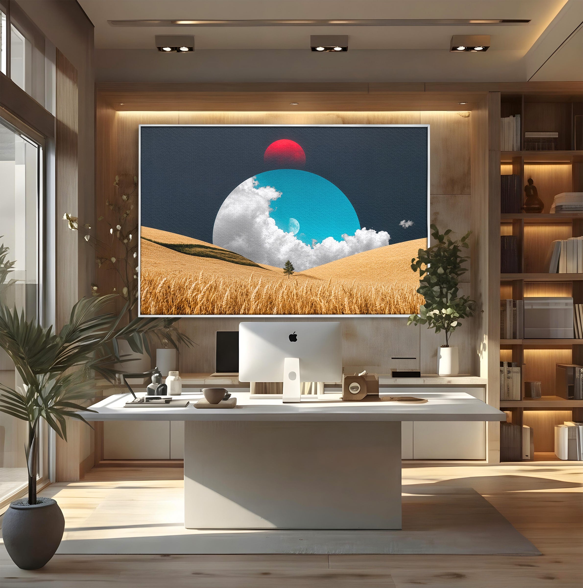 Tablou Canvas Premium LuxCanva® A1893, Peisaj Cosmic, Peisaj, Cosmic, Cereale, Natura, Futurist, Living, Dormitor, Culori Vibrante