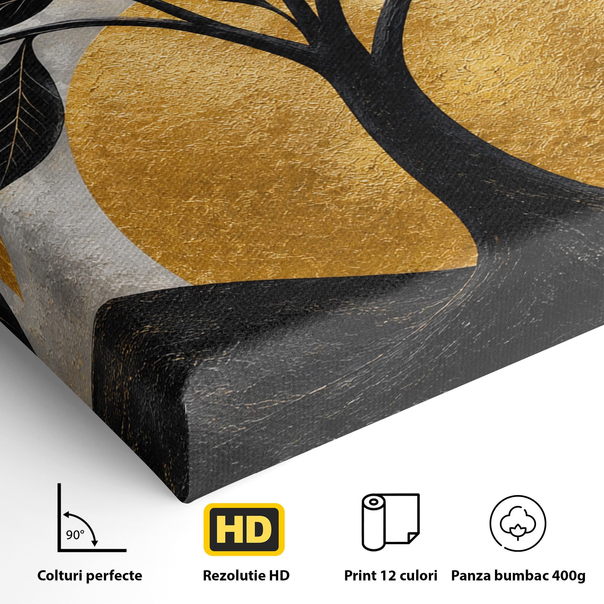 Tablou Canvas Premium LuxCanva® A1894, Copacul De Aur, Copac, Abstract, Eleganta, Natură, Living, Birou, Culori Vibrante