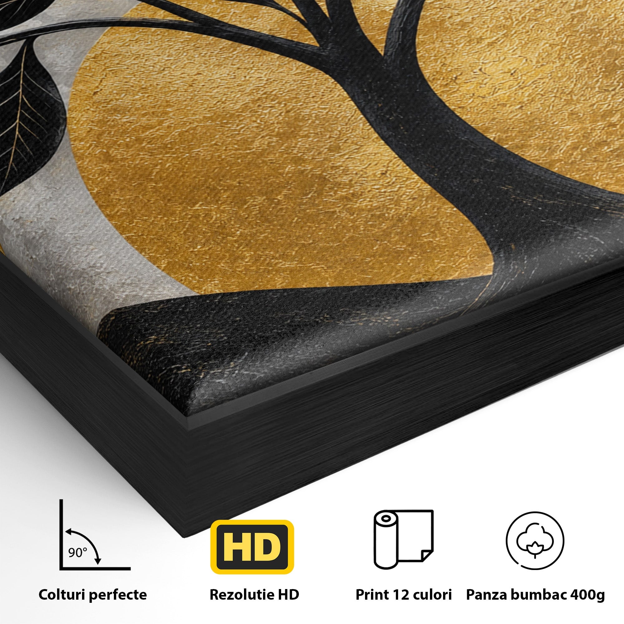 Tablou Canvas Premium LuxCanva® A1894, Copacul De Aur, Copac, Abstract, Eleganta, Natură, Living, Birou, Culori Vibrante