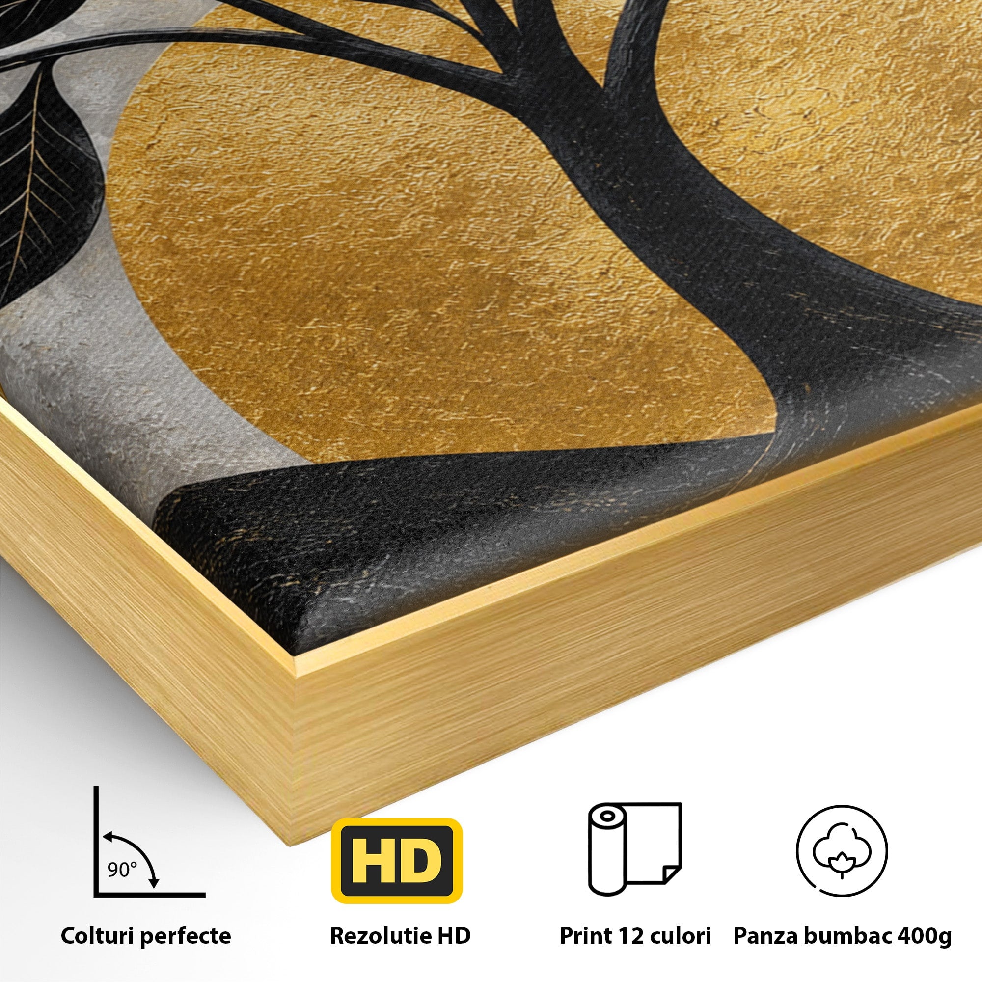 Tablou Canvas Premium LuxCanva® A1894, Copacul De Aur, Copac, Abstract, Eleganta, Natură, Living, Birou, Culori Vibrante