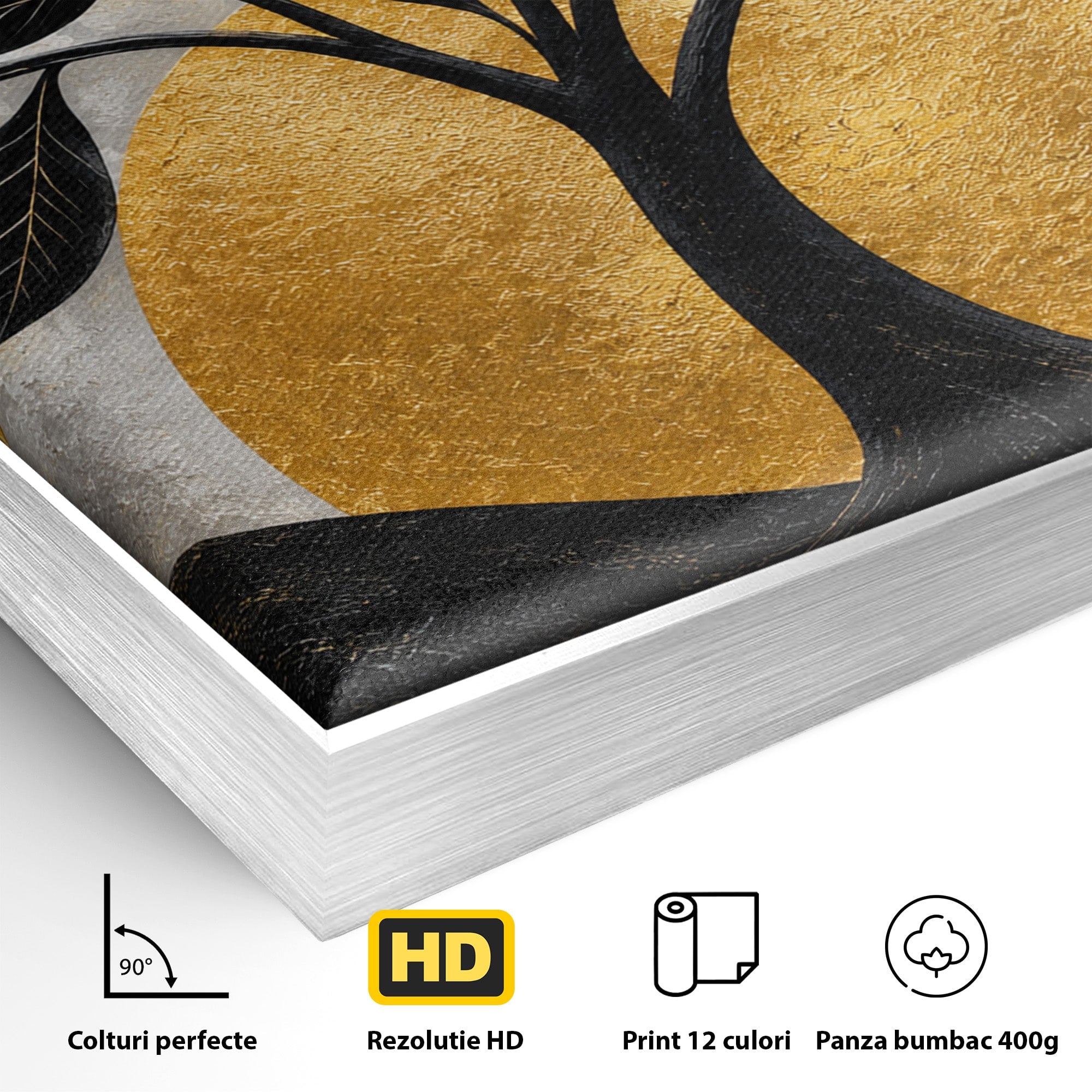 Tablou Canvas Premium LuxCanva® A1894, Copacul De Aur, Copac, Abstract, Eleganta, Natură, Living, Birou, Culori Vibrante