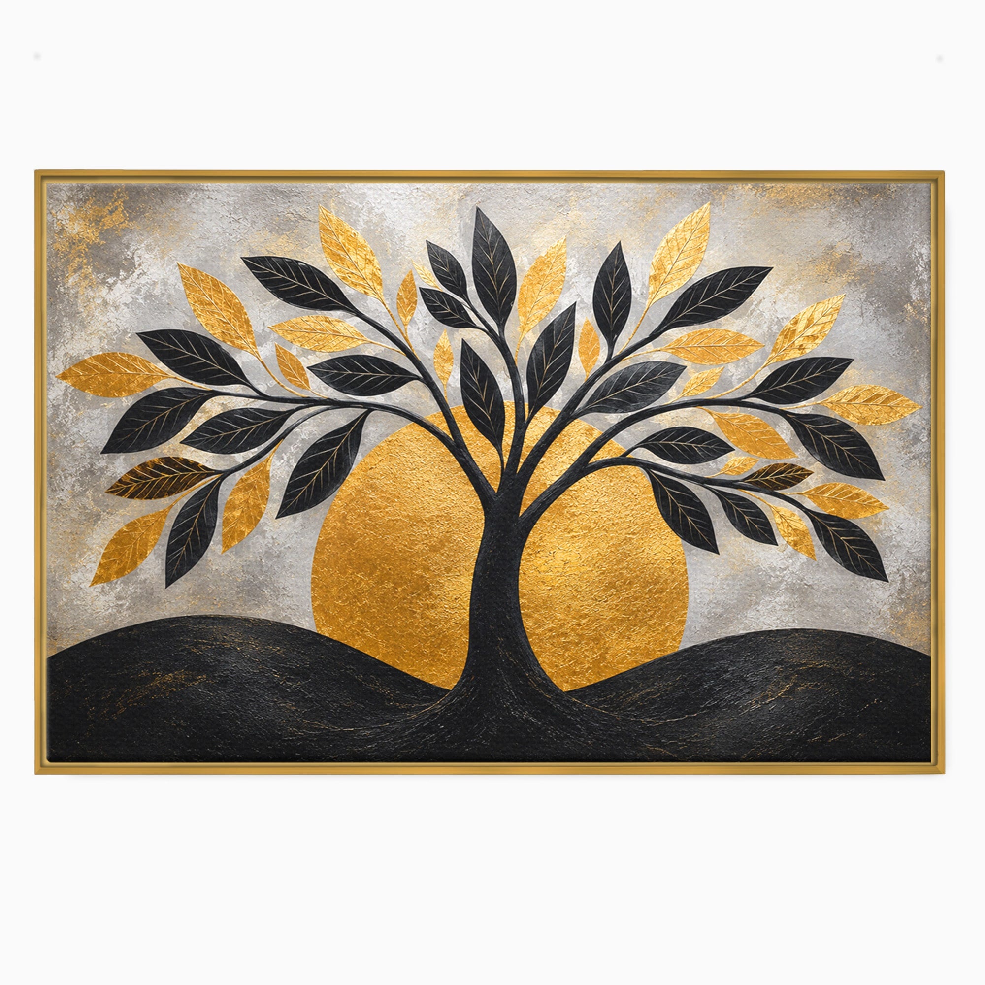 Tablou Canvas Premium LuxCanva® A1894, Copacul De Aur, Copac, Abstract, Eleganta, Natură, Living, Birou, Culori Vibrante