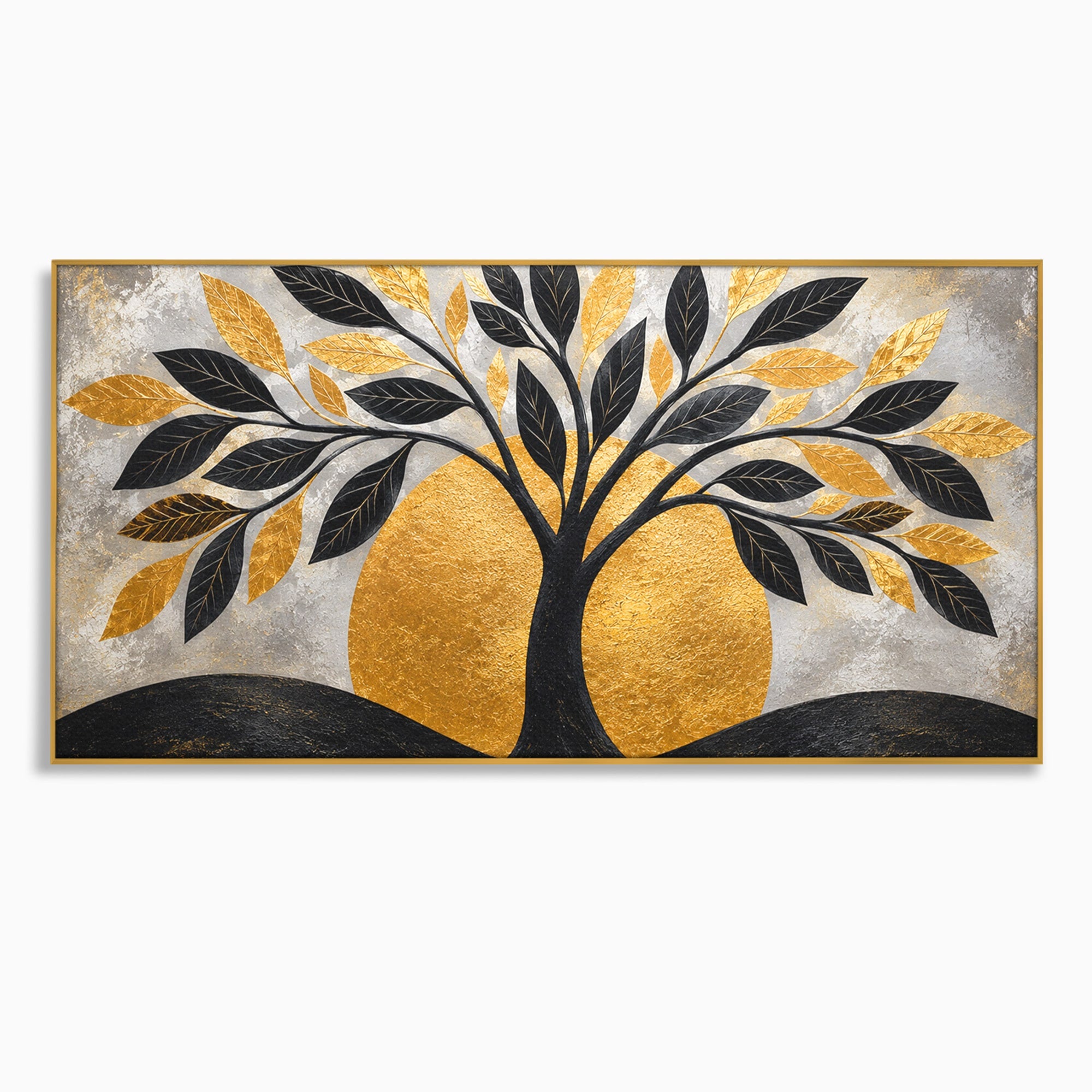 Tablou Canvas Premium LuxCanva® A1894, Copacul De Aur, Copac, Abstract, Eleganta, Natură, Living, Birou, Culori Vibrante