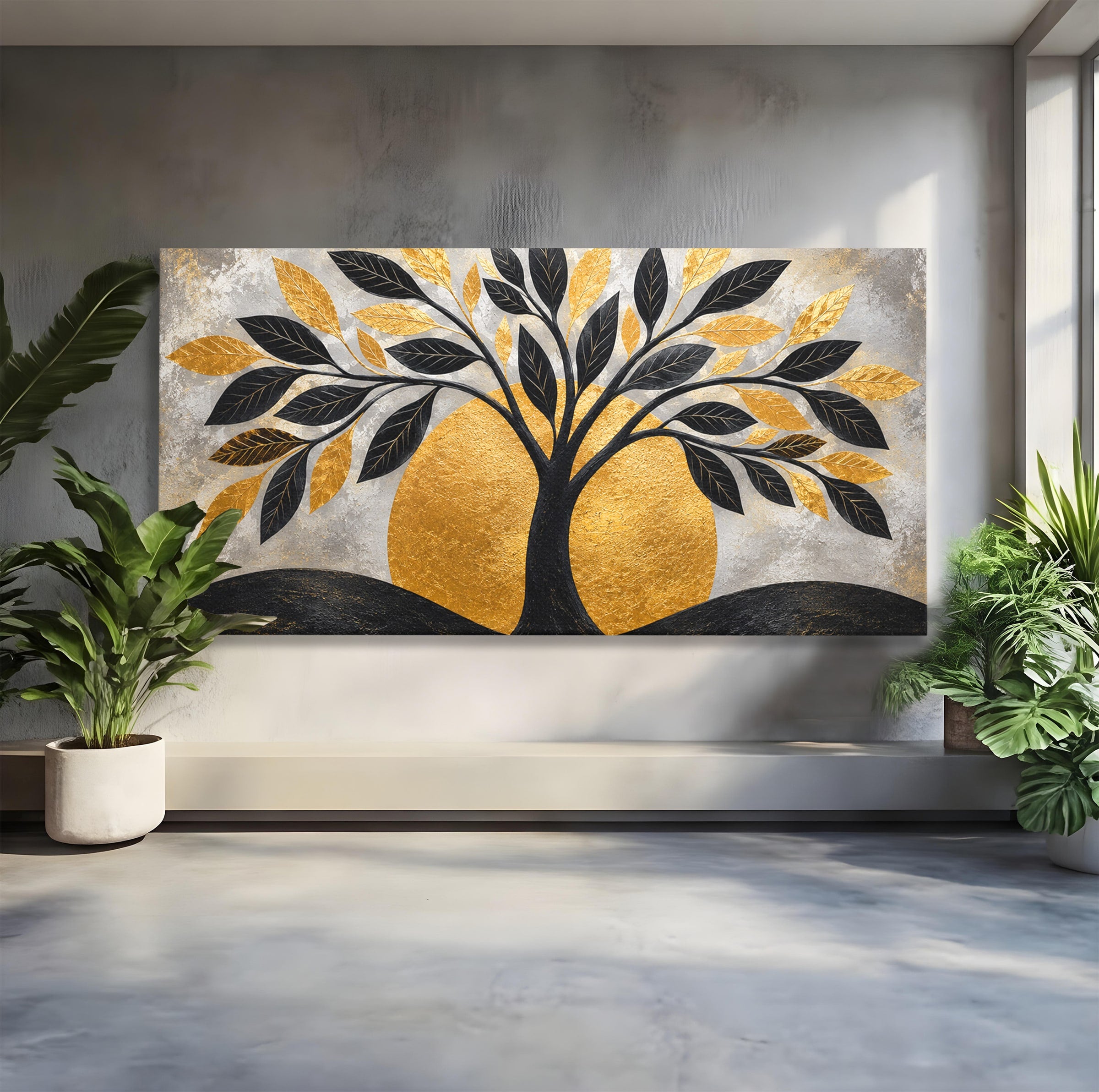 Tablou Canvas Premium LuxCanva® A1894, Copacul De Aur, Copac, Abstract, Eleganta, Natură, Living, Birou, Culori Vibrante
