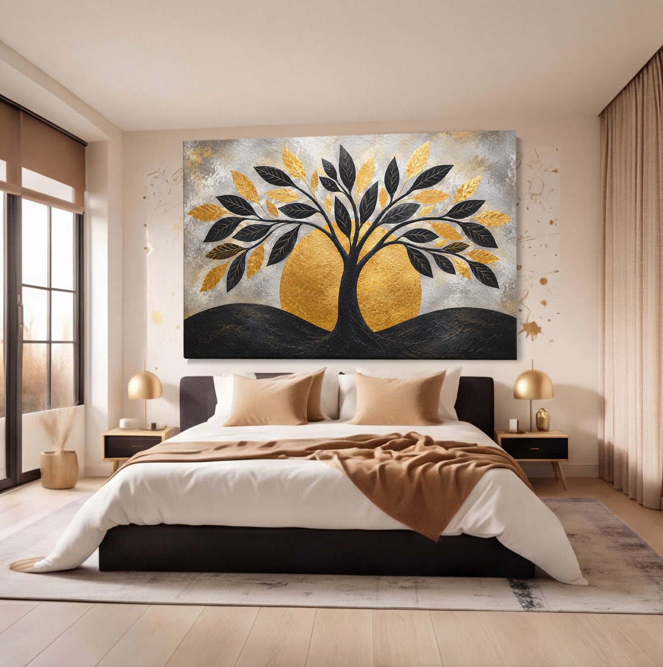 Tablou Canvas Premium LuxCanva® A1894, Copacul De Aur, Copac, Abstract, Eleganta, Natură, Living, Birou, Culori Vibrante