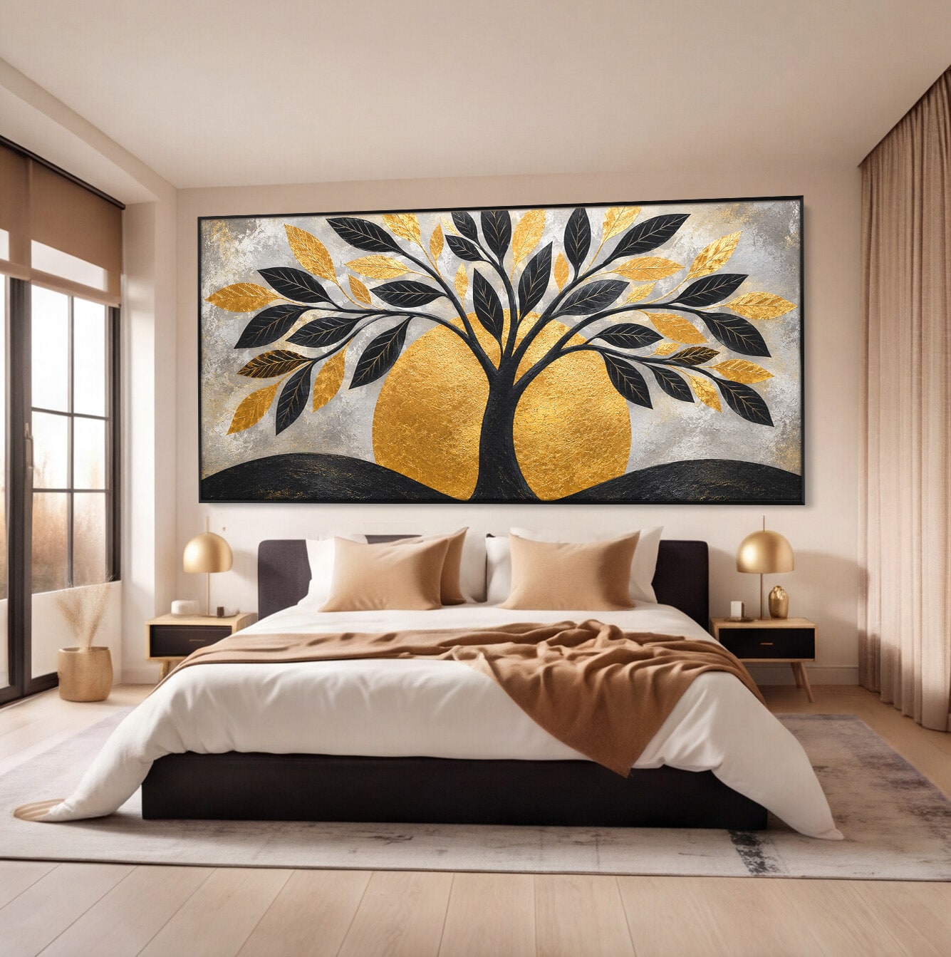 Tablou Canvas Premium LuxCanva® A1894, Copacul De Aur, Copac, Abstract, Eleganta, Natură, Living, Birou, Culori Vibrante