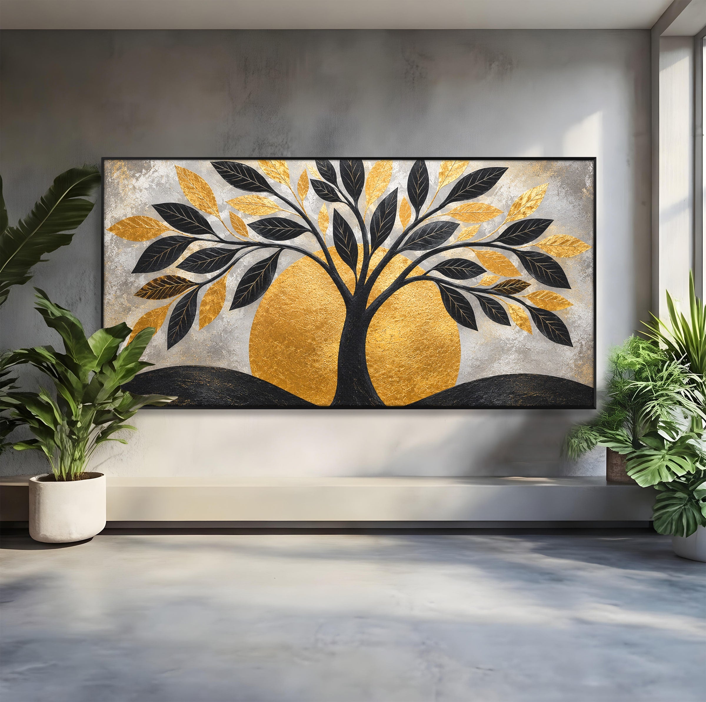 Tablou Canvas Premium LuxCanva® A1894, Copacul De Aur, Copac, Abstract, Eleganta, Natură, Living, Birou, Culori Vibrante