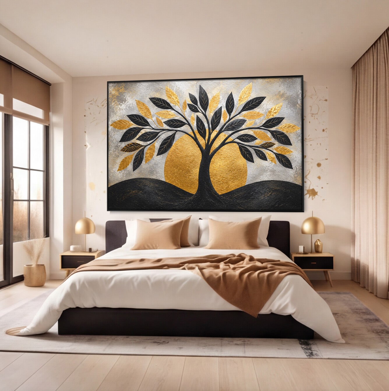 Tablou Canvas Premium LuxCanva® A1894, Copacul De Aur, Copac, Abstract, Eleganta, Natură, Living, Birou, Culori Vibrante