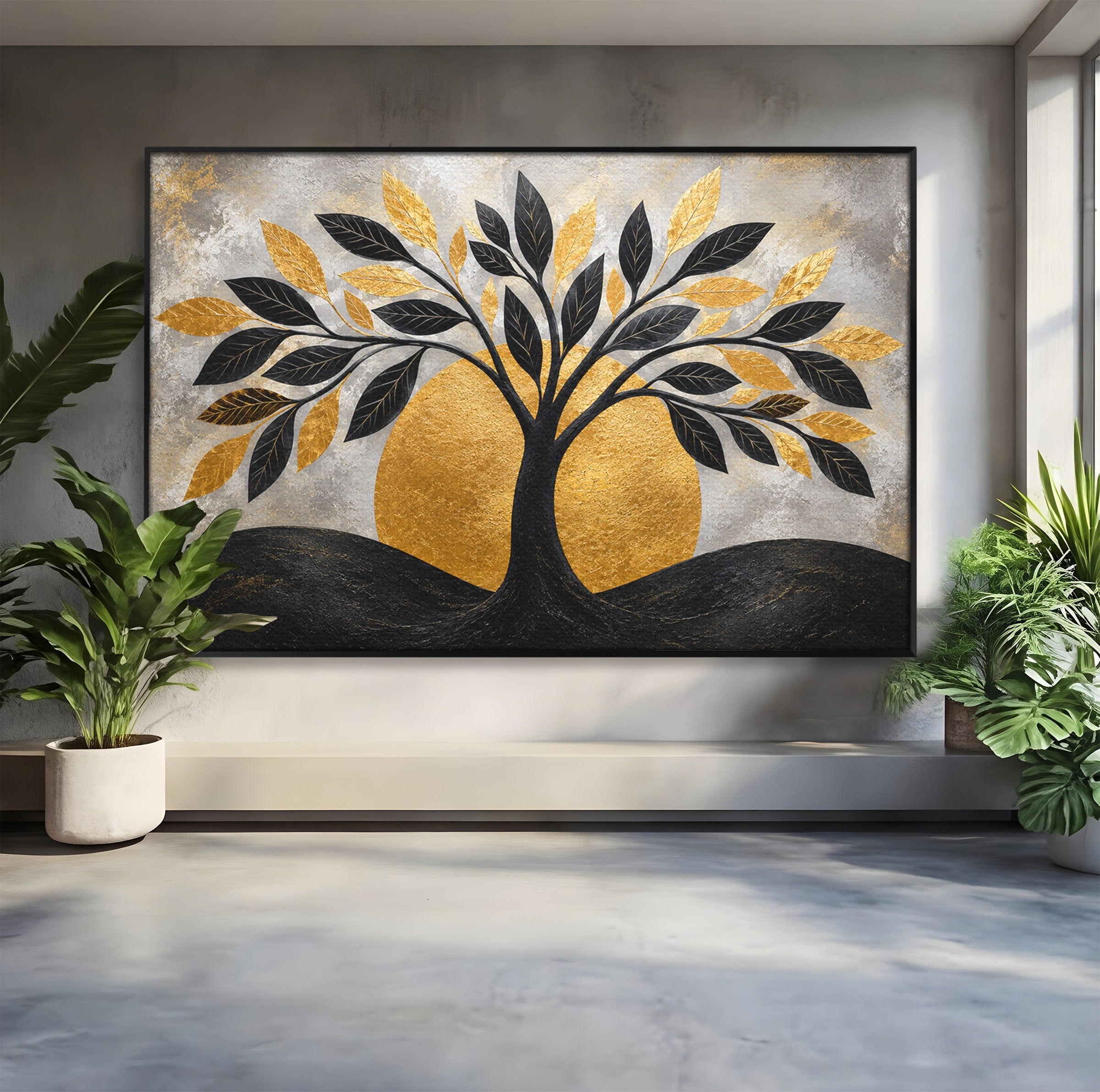 Tablou Canvas Premium LuxCanva® A1894, Copacul De Aur, Copac, Abstract, Eleganta, Natură, Living, Birou, Culori Vibrante