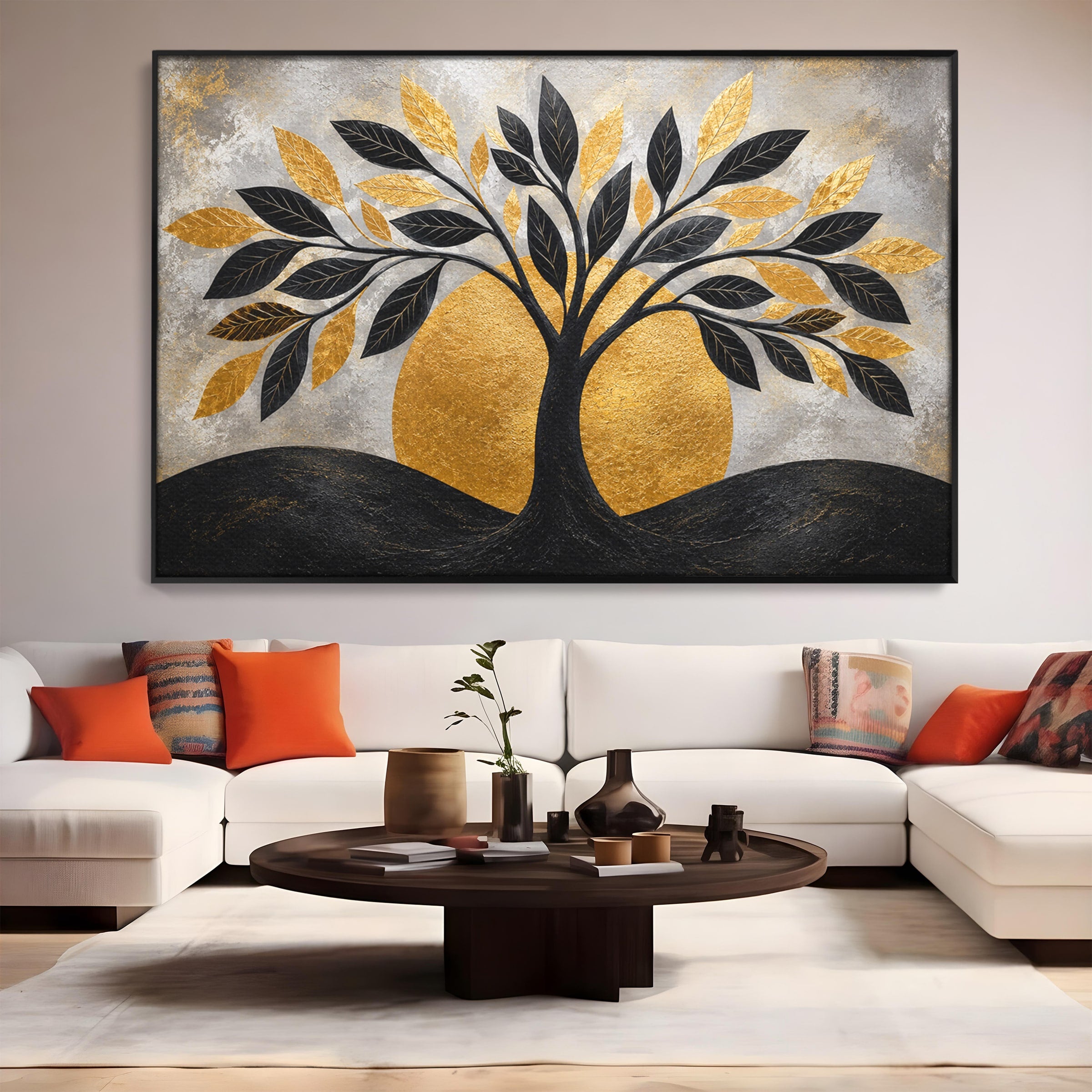 Tablou Canvas Premium LuxCanva® A1894, Copacul De Aur, Copac, Abstract, Eleganta, Natură, Living, Birou, Culori Vibrante