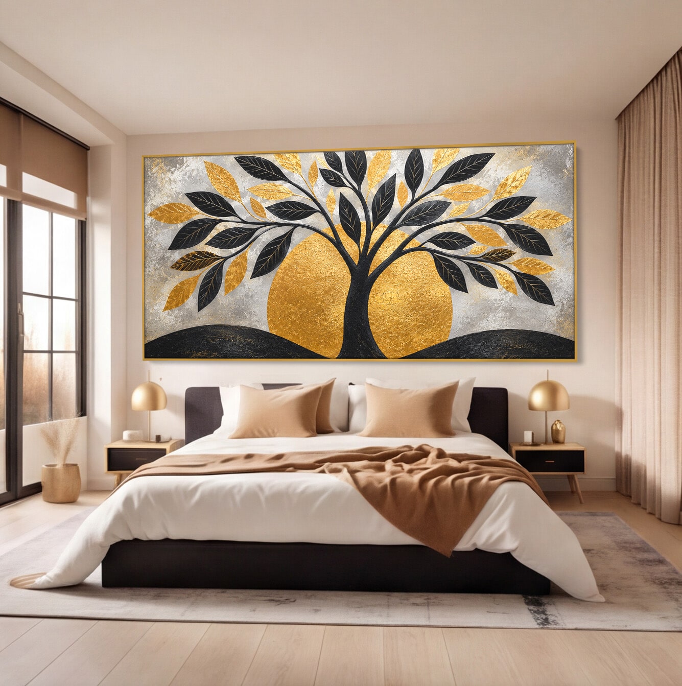 Tablou Canvas Premium LuxCanva® A1894, Copacul De Aur, Copac, Abstract, Eleganta, Natură, Living, Birou, Culori Vibrante